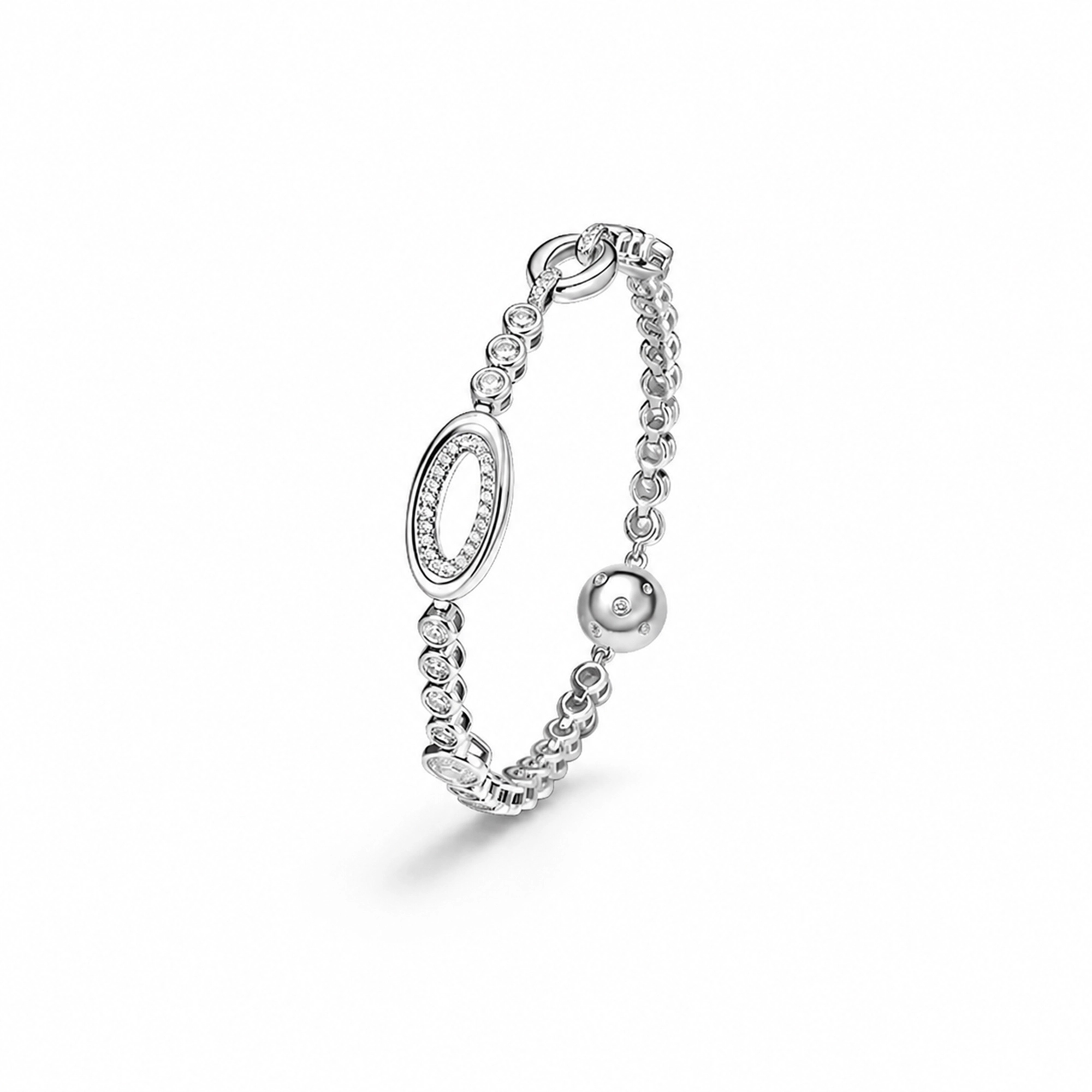 Henrike Silver Oval Hollow Bracelet