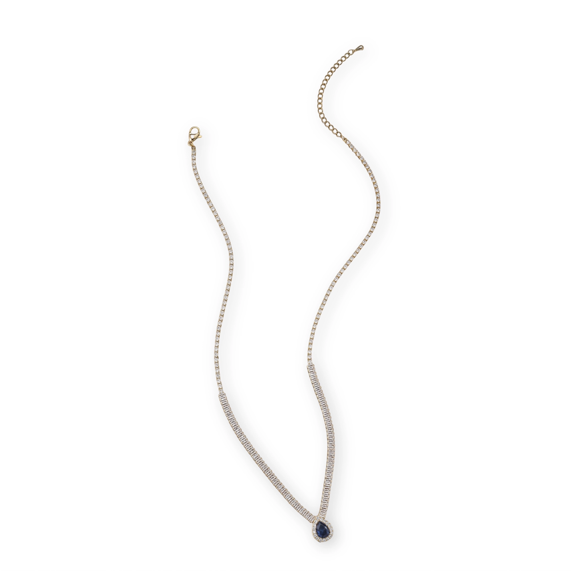 Hermia 14K Gold Baguette Teardrop Necklace
