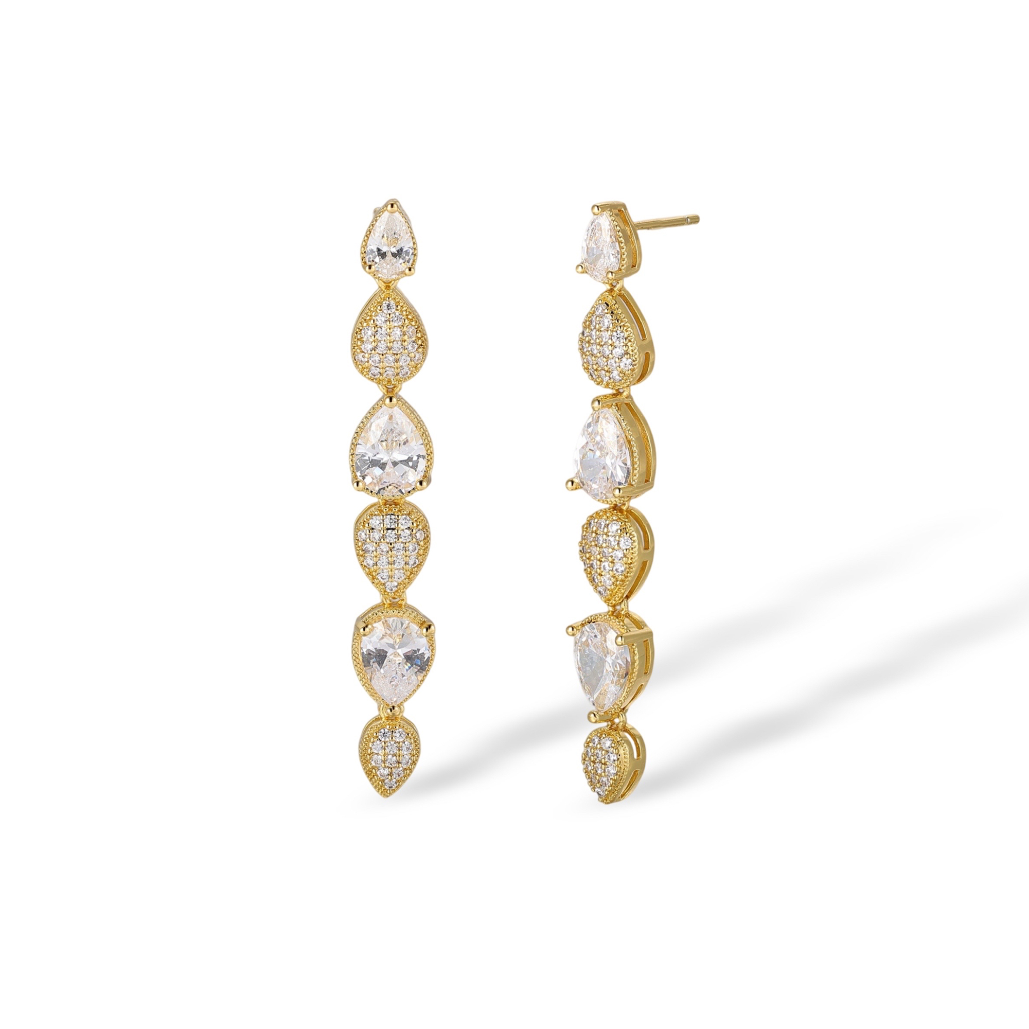 Hesperia 14K Gold Linear Teardrop Drop Earrings