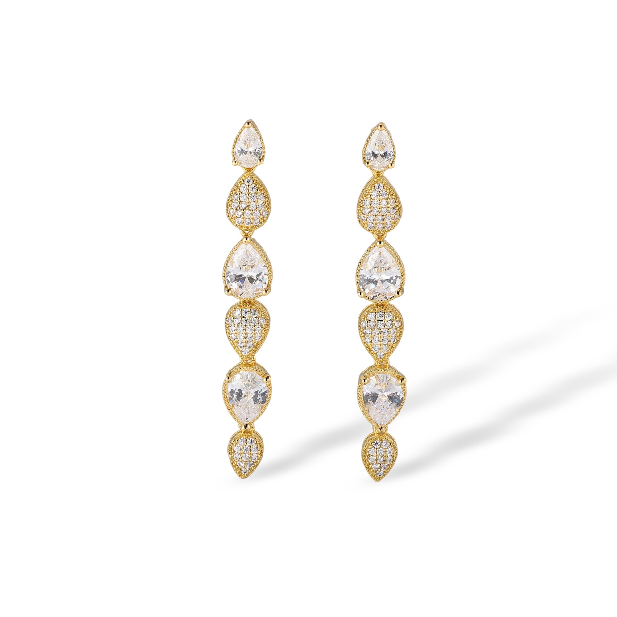 Hesperia 14K Gold Linear Teardrop Drop Earrings