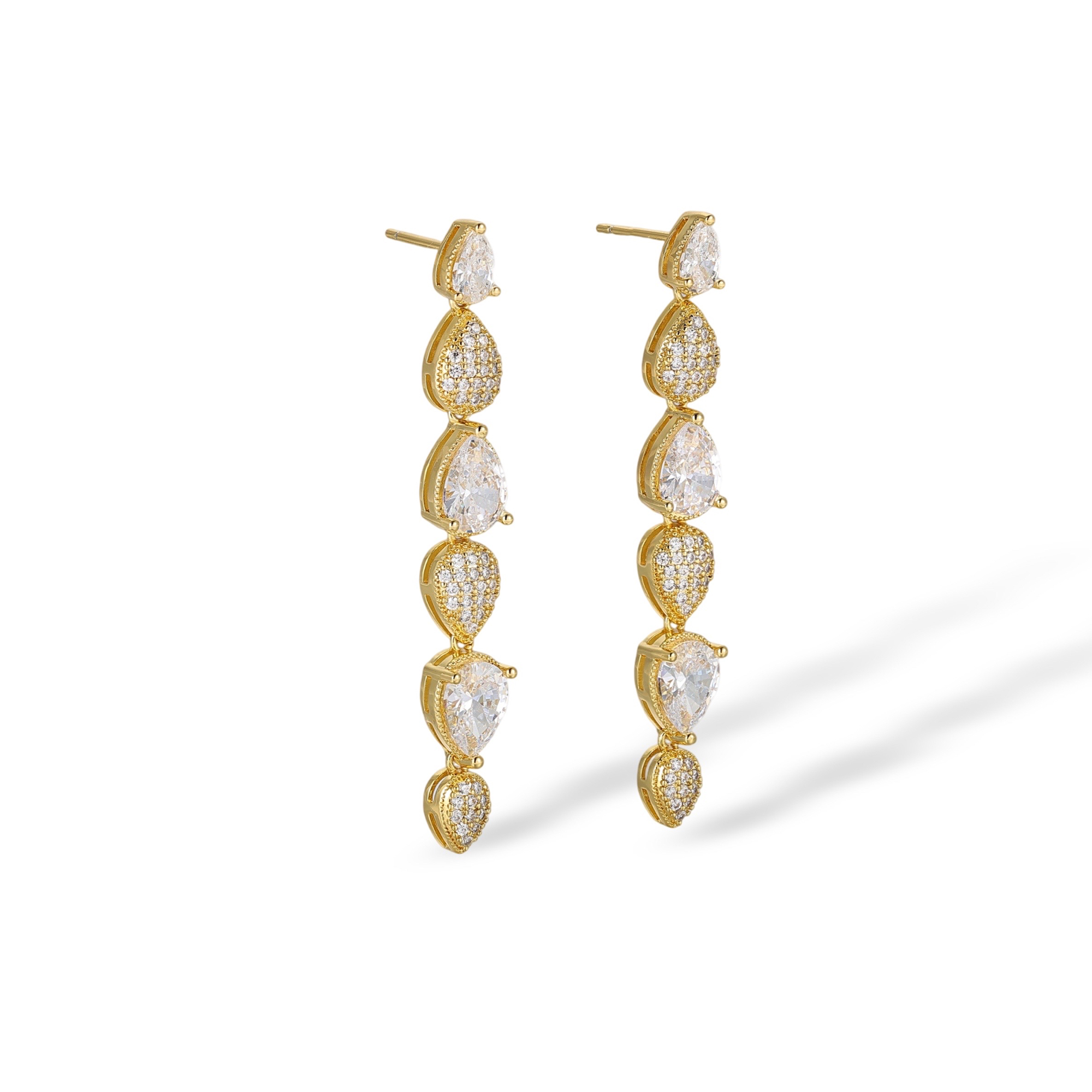 Hesperia 14K Gold Linear Teardrop Drop Earrings