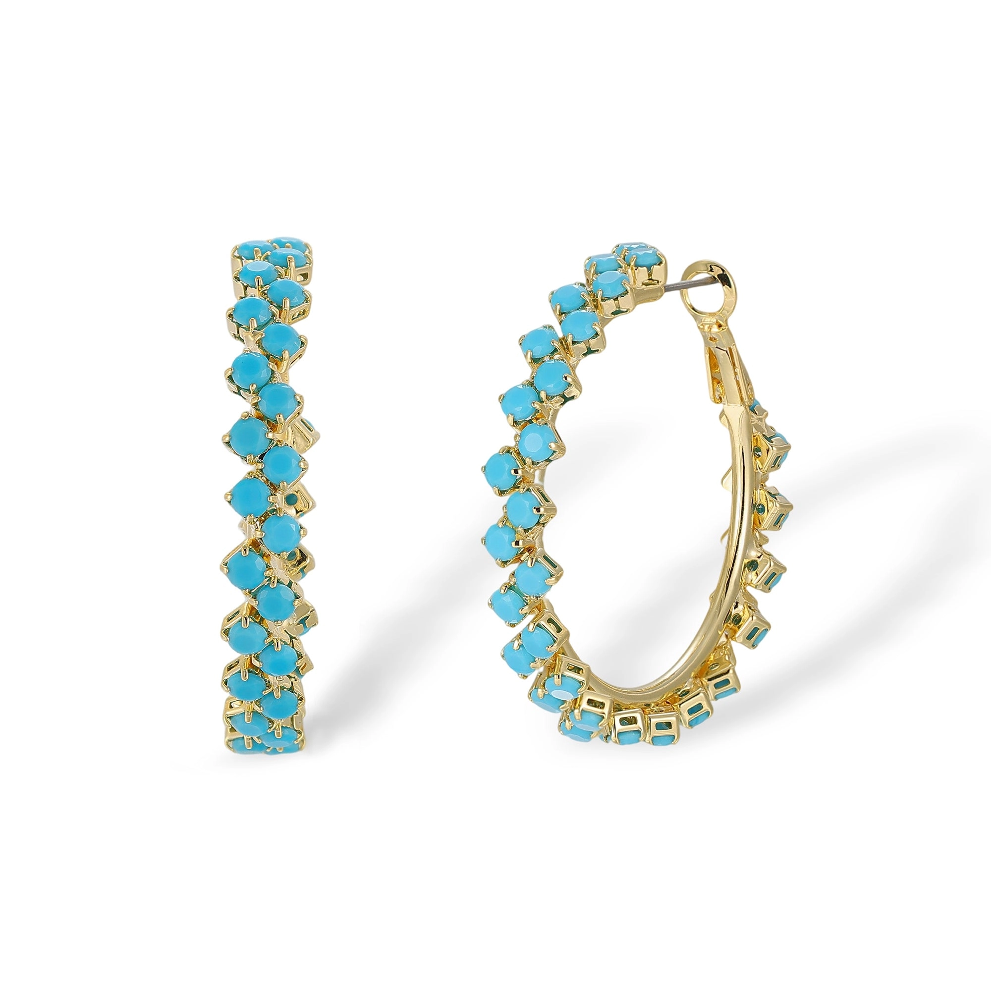 Ilona Turquoise Round Hoop Earrings