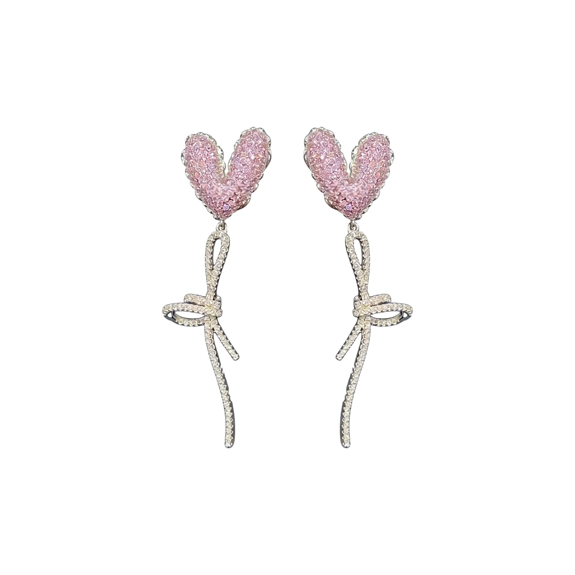 Iridescent Pink Heart Earrings