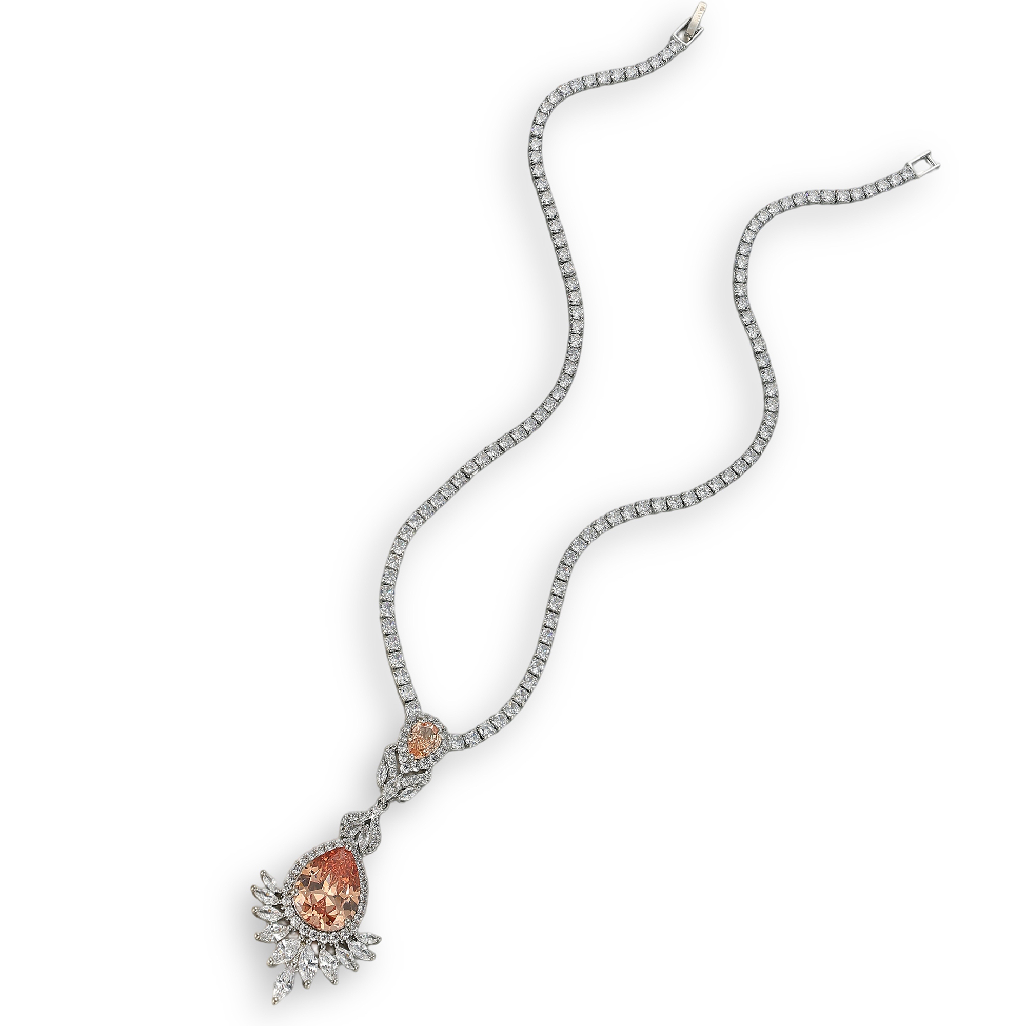 Irisette Orange Teardrop Drop Earrings & Necklace Set