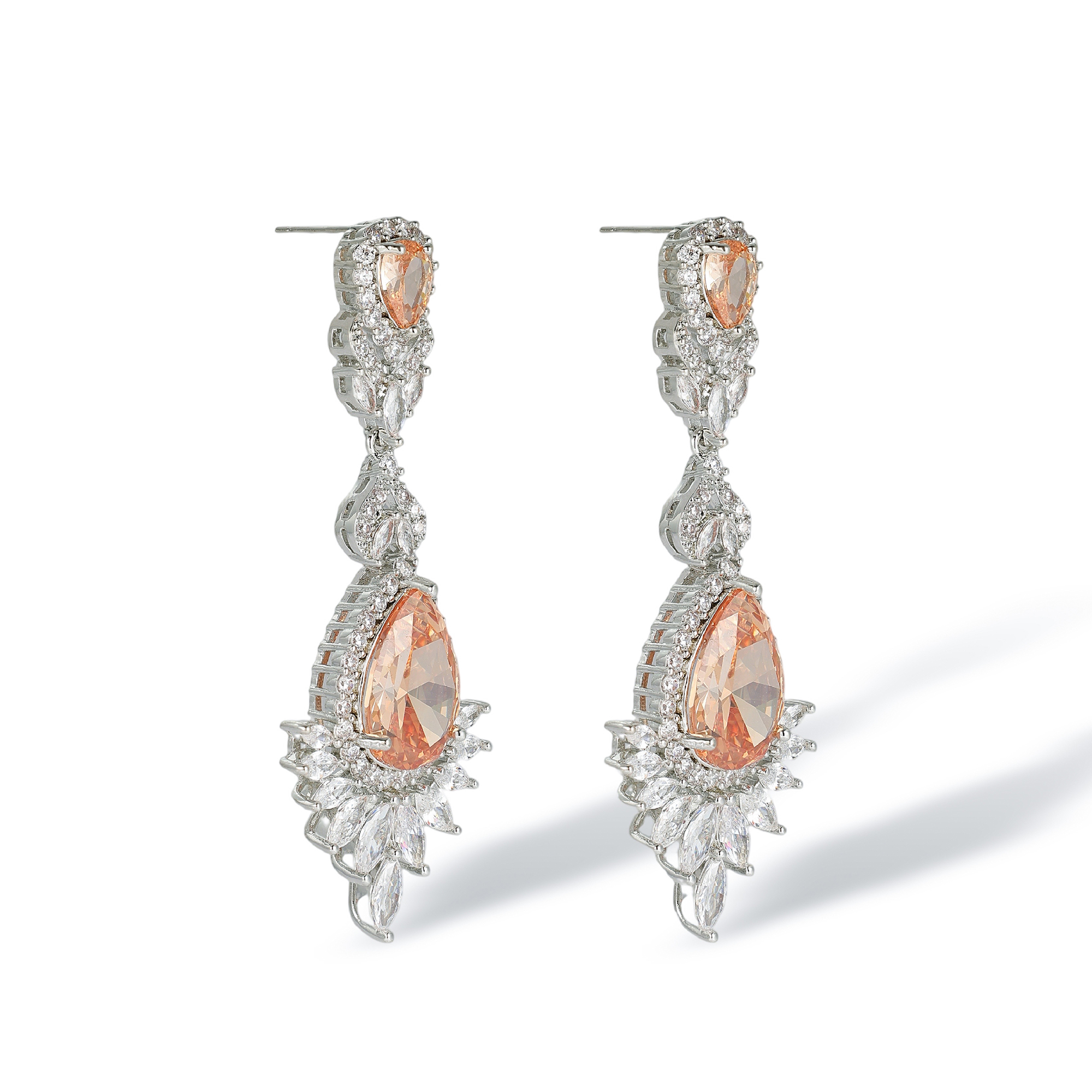 Irisette Orange Teardrop Drop Earrings & Necklace Set