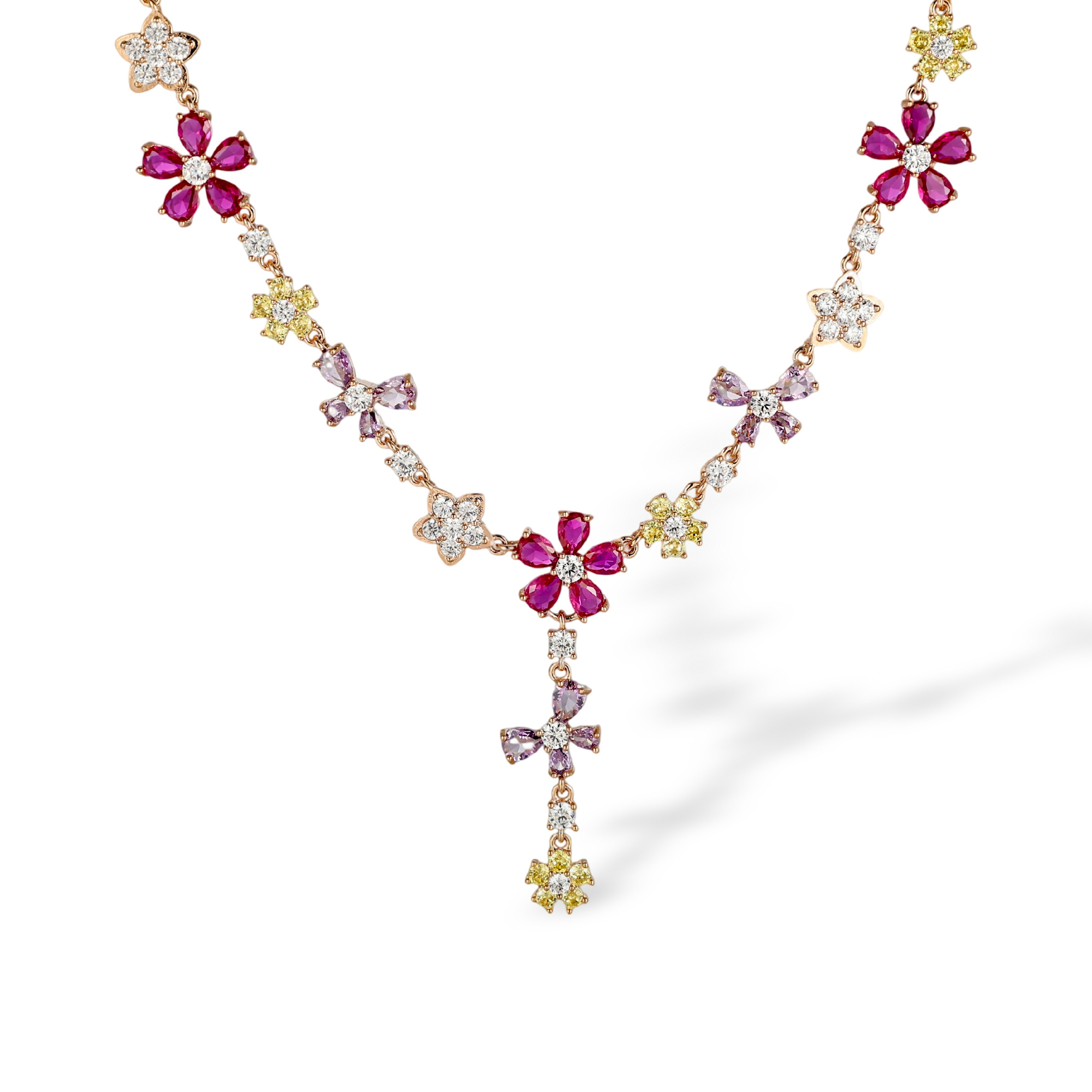 Irmgardis Multicolor Floral Y Shape Necklace