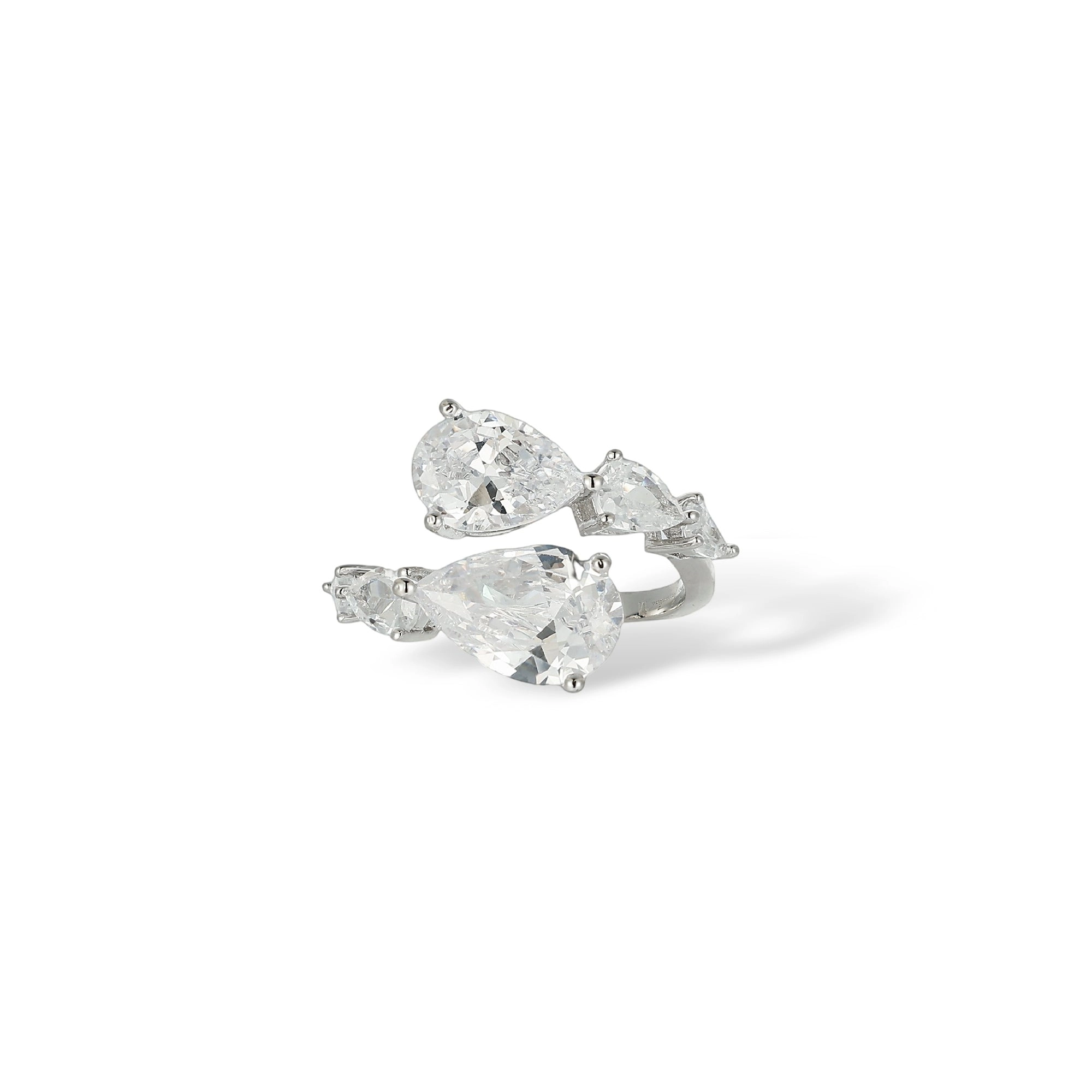 Irmtraud White Teardrop Open Ring