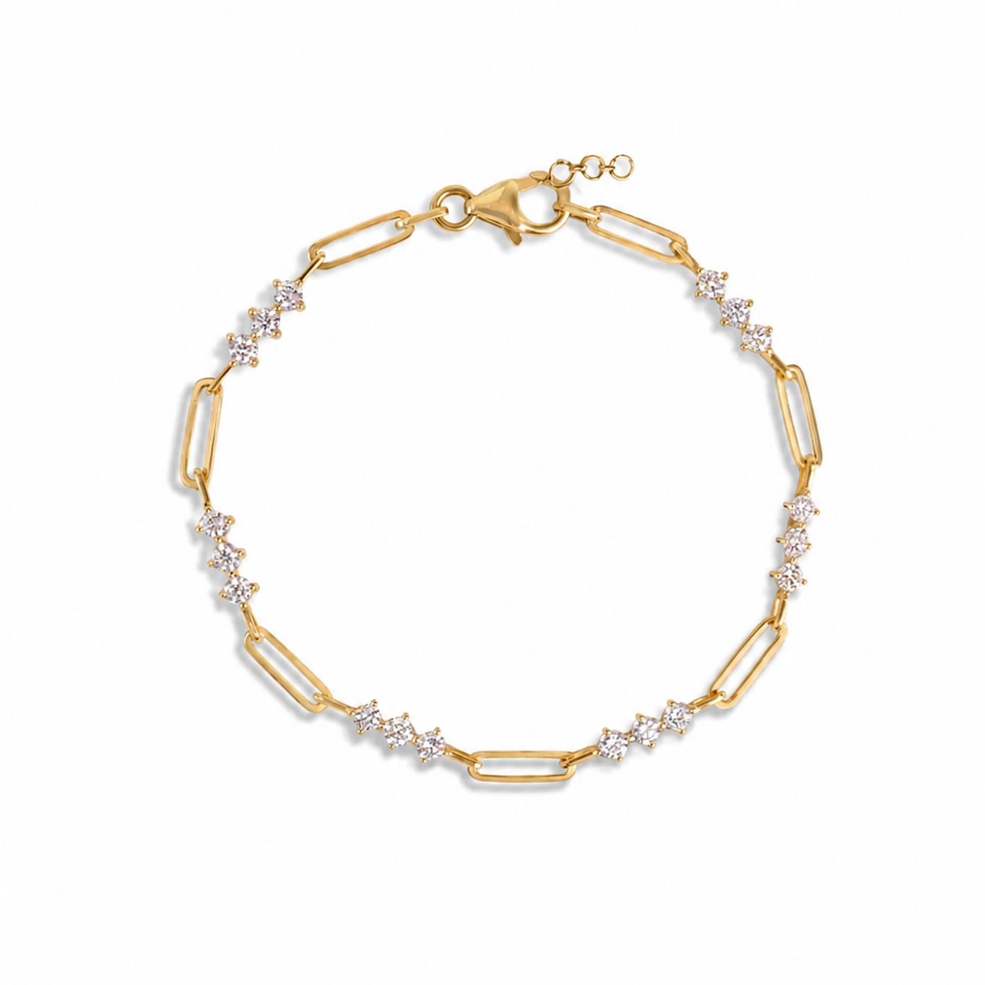 Irmwina 14k Gold Paperclip Link Moissanite Bracelet