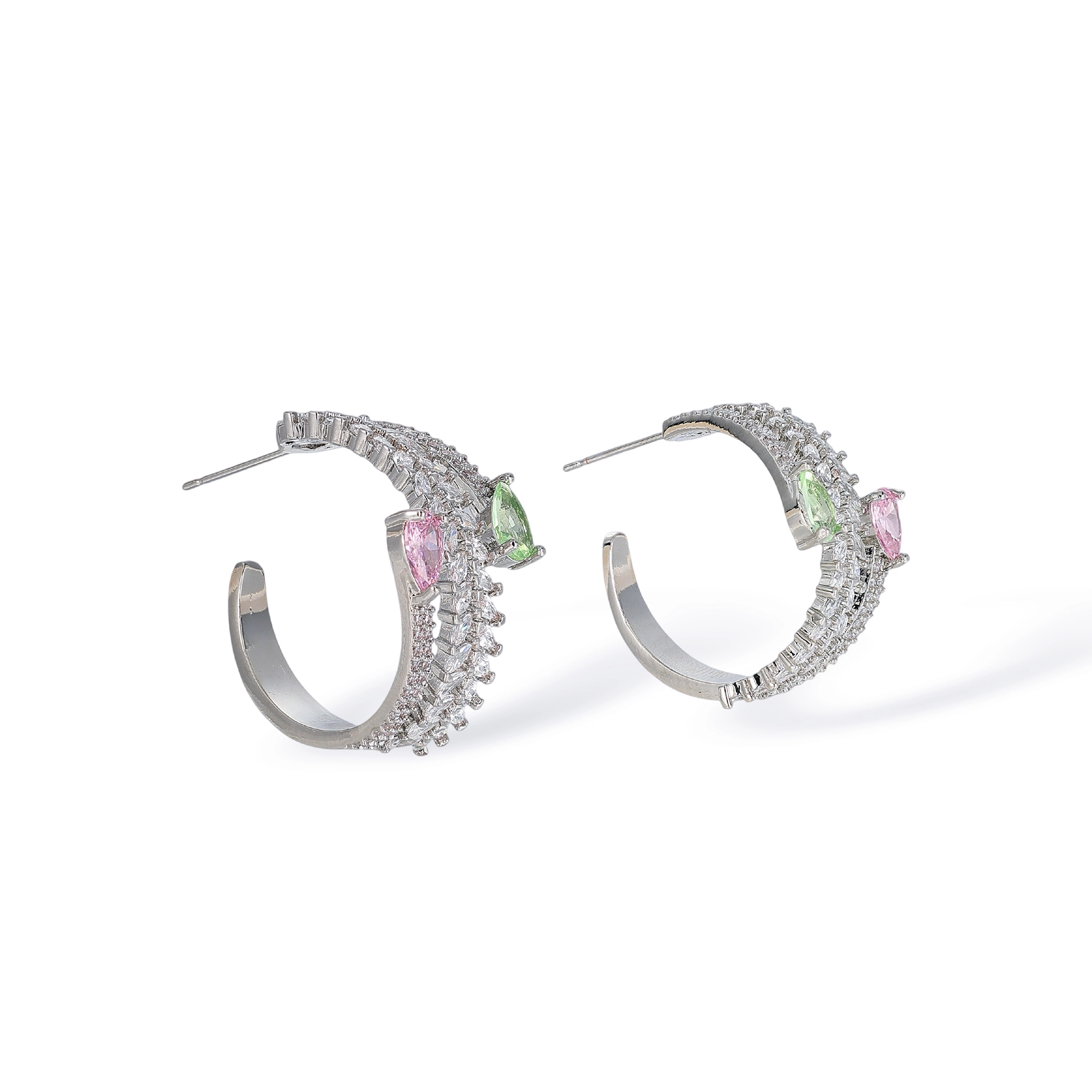 1-Isoldine Pink Teardrop Marquise Hoop Earrings