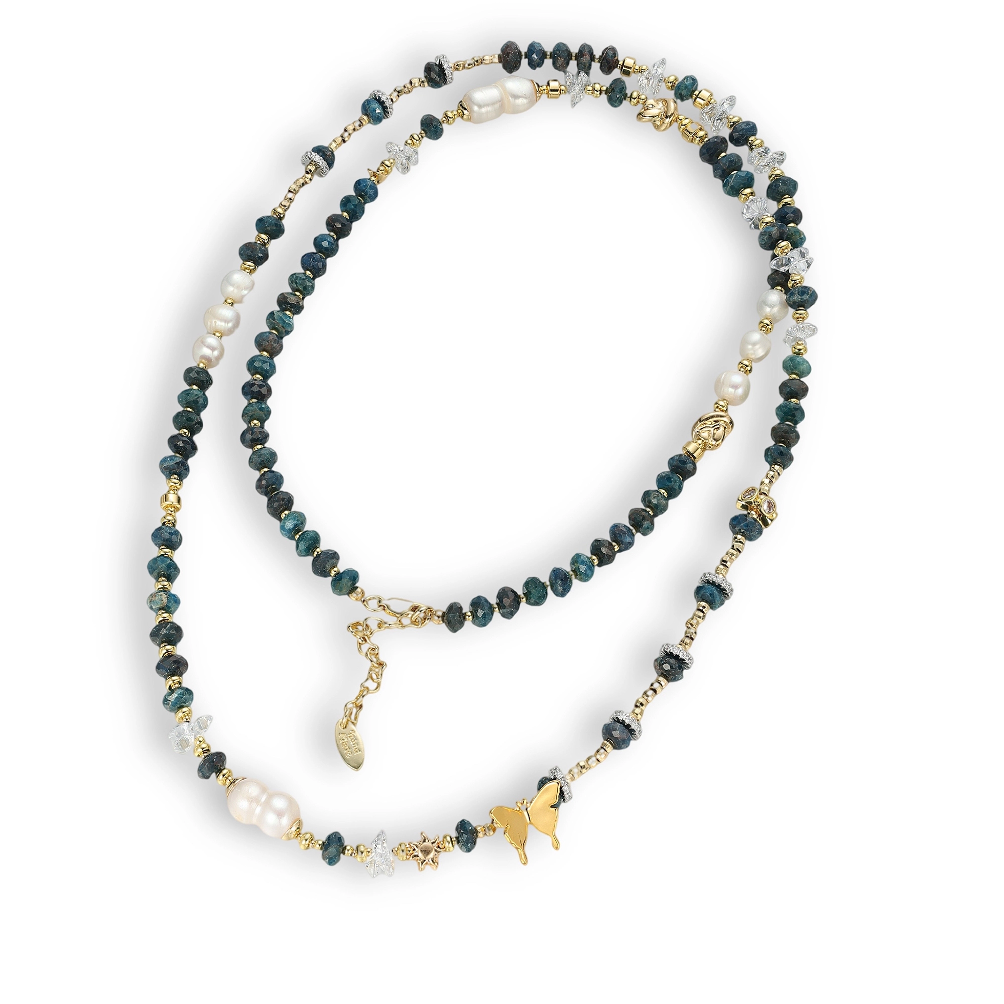 Jacinthia Green Butterfly Baroque Pearl Long Necklace