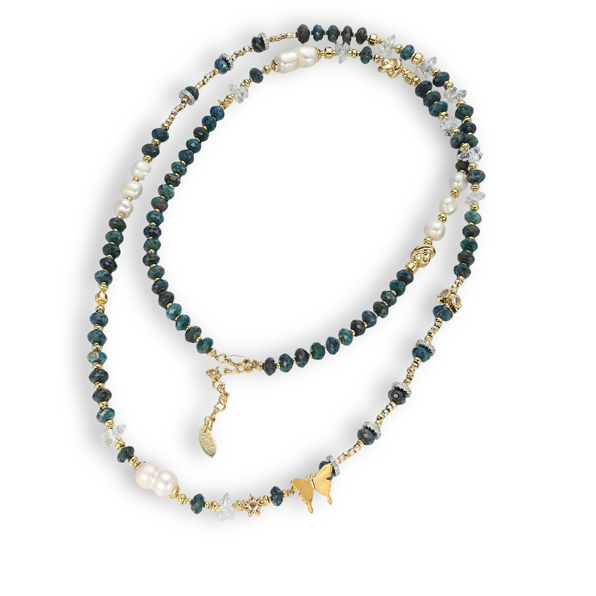 Jacinthia Green Butterfly Baroque Pearl Long Necklace