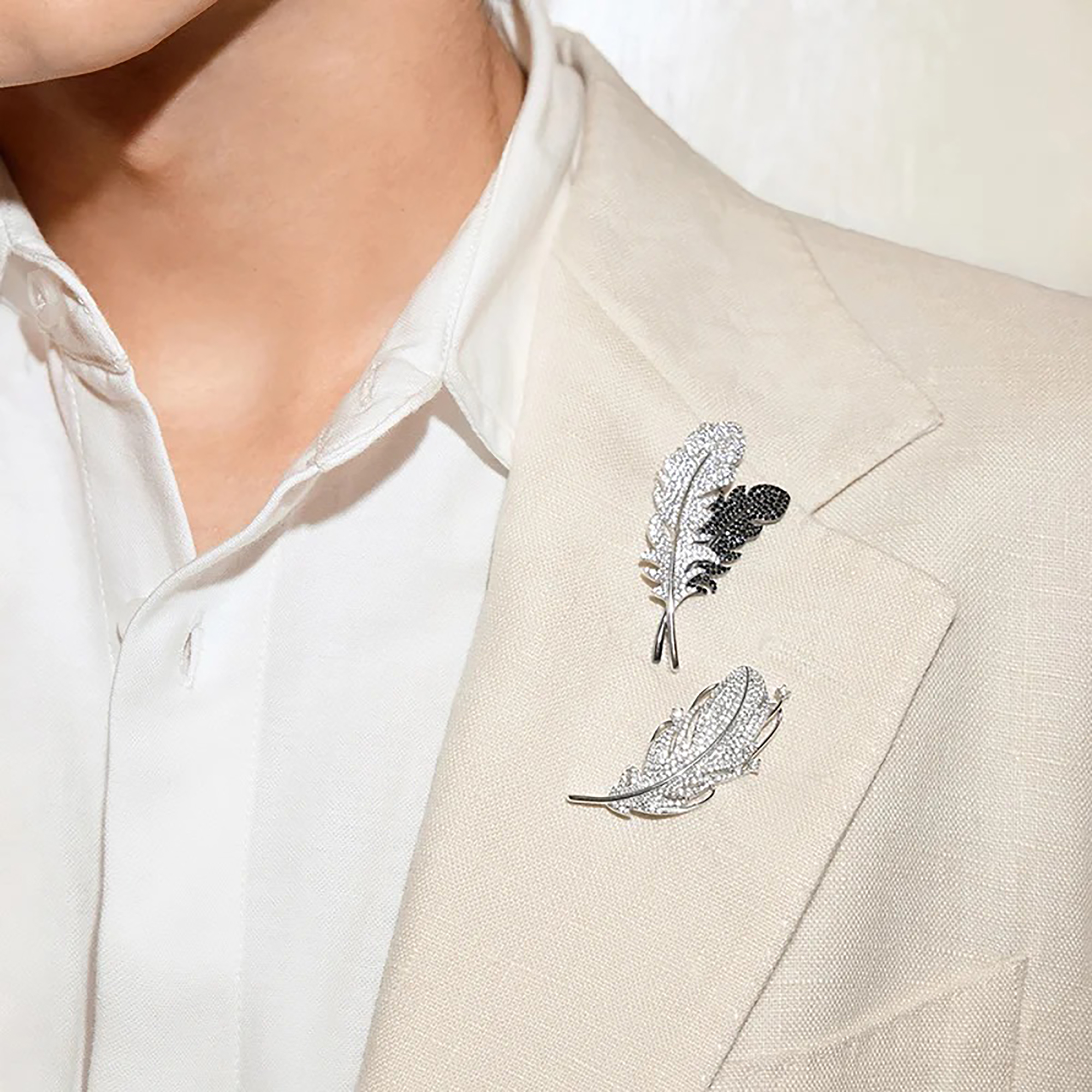 Jacobina Two Tone Feather Brooch