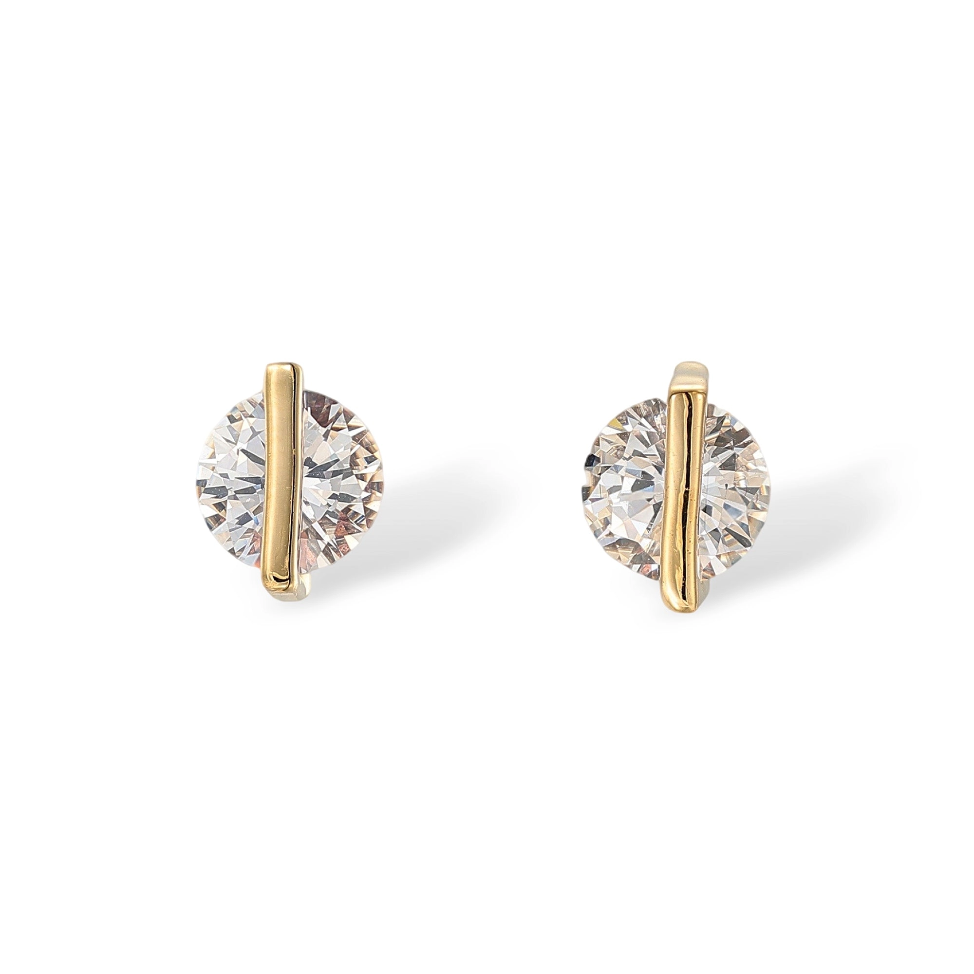 Jacquette 14K Gold Geometric Vertical Round Stud Earrings