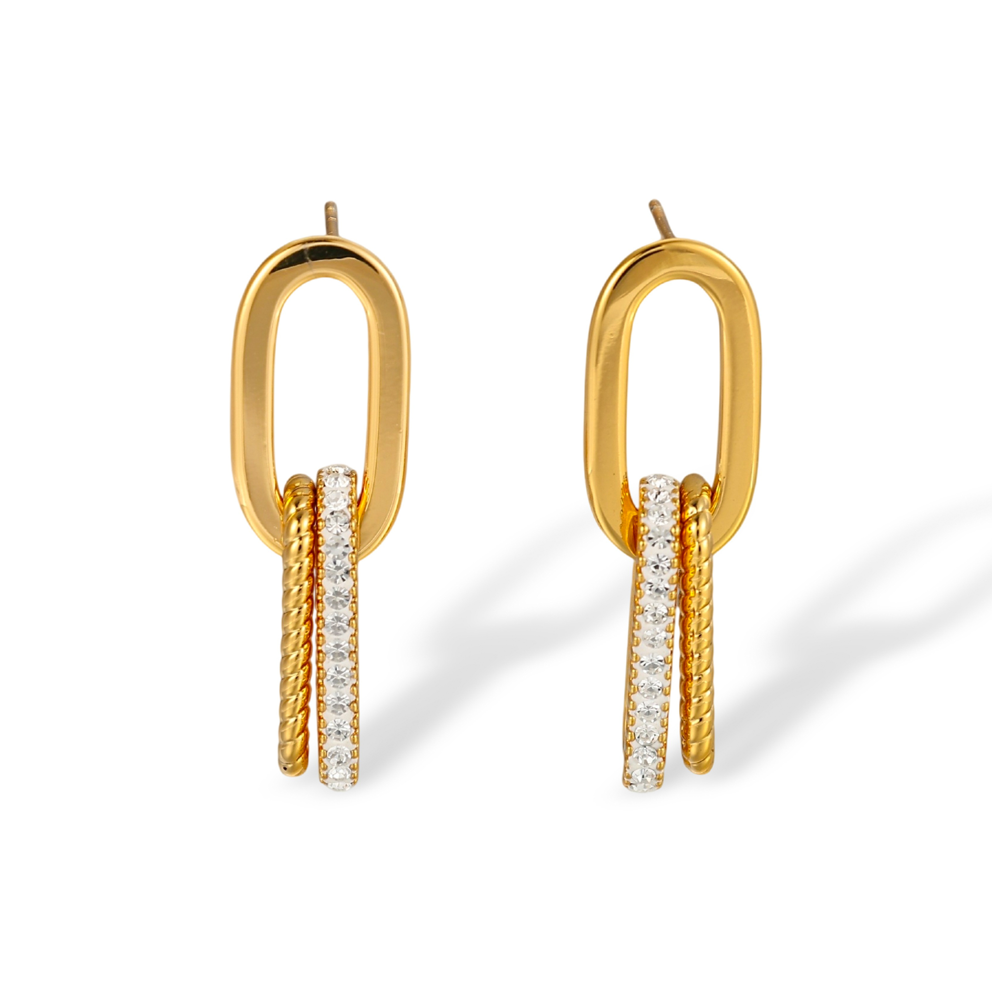 Jarmila 18K Gold Interlocking Oval Link Drop Earrings