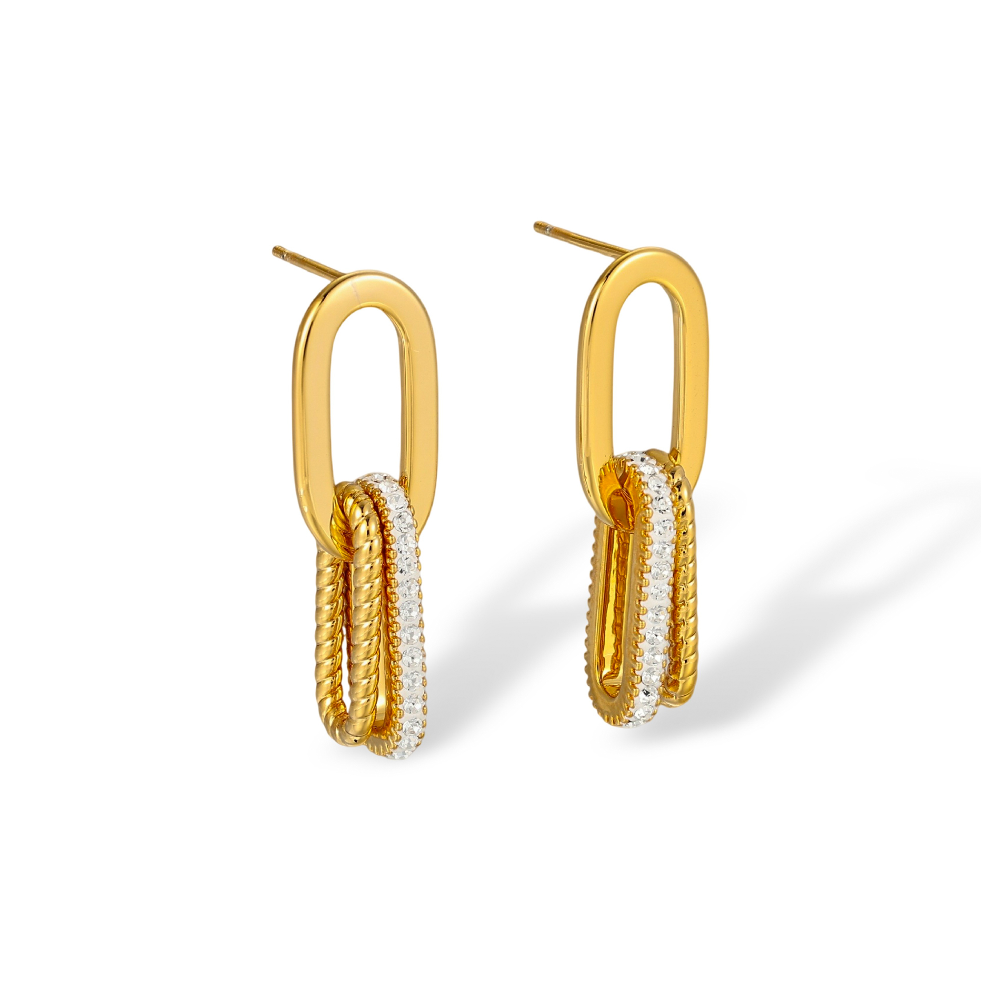 Jarmila 18K Gold Interlocking Oval Link Drop Earrings