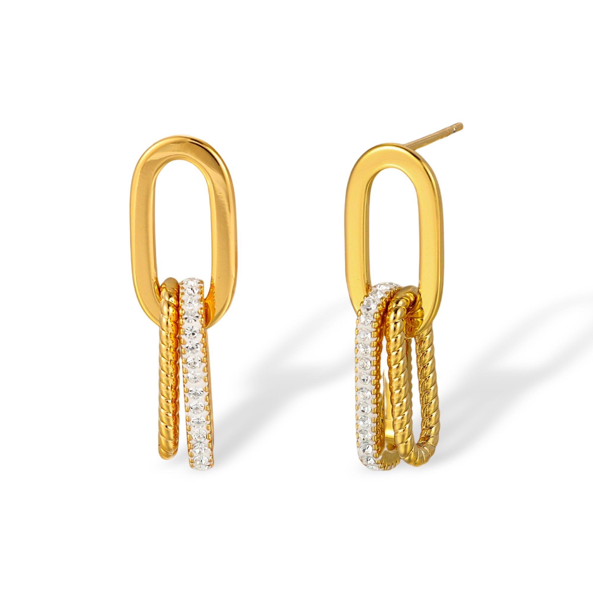 Jarmila 18K Gold Interlocking Oval Link Drop Earrings