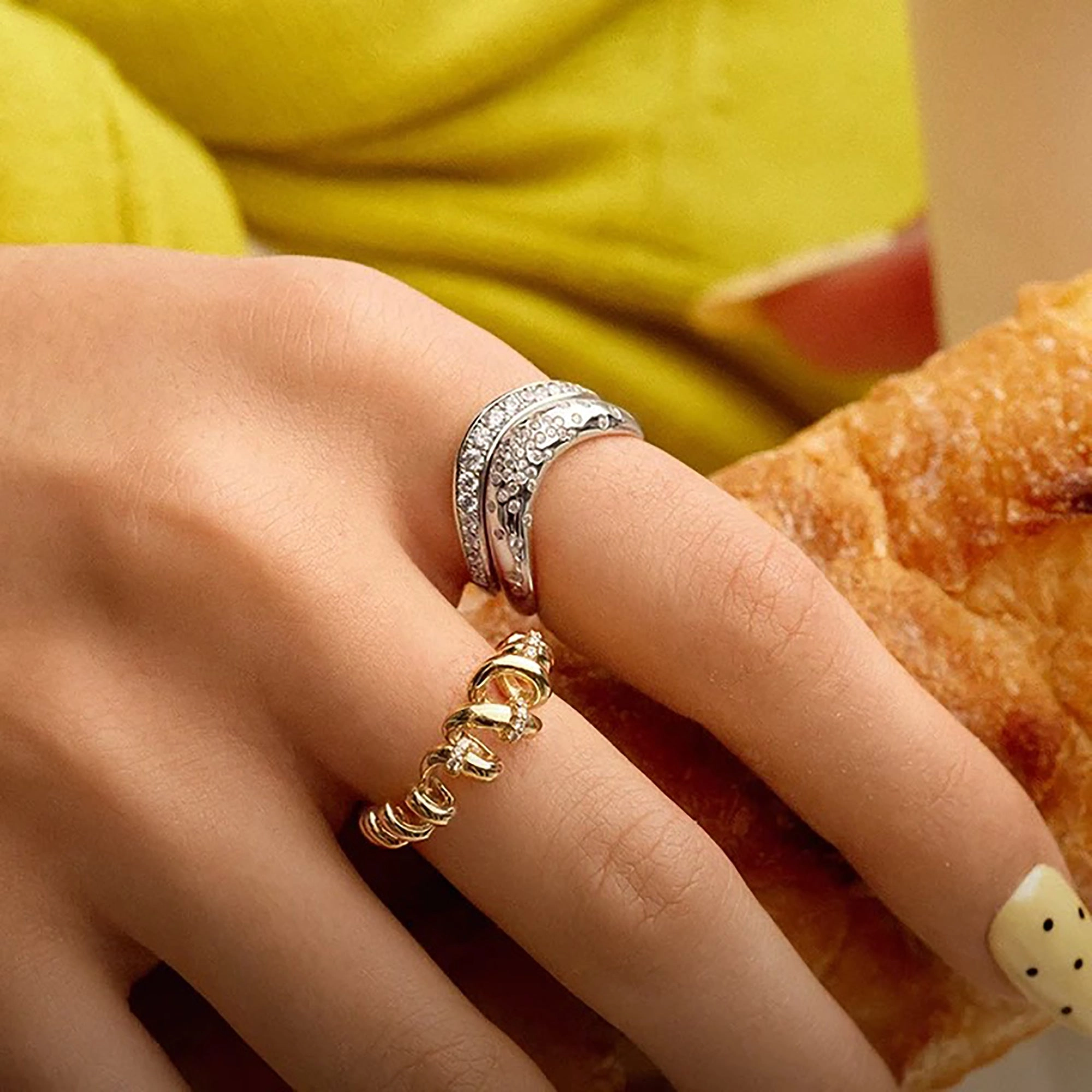 Josette 14K Gold Curve Ring Set