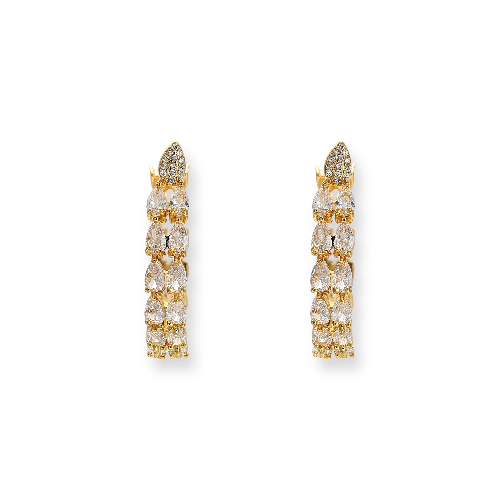 Justina 18K Gold Dual-Row Teardrop Hoop Earrings