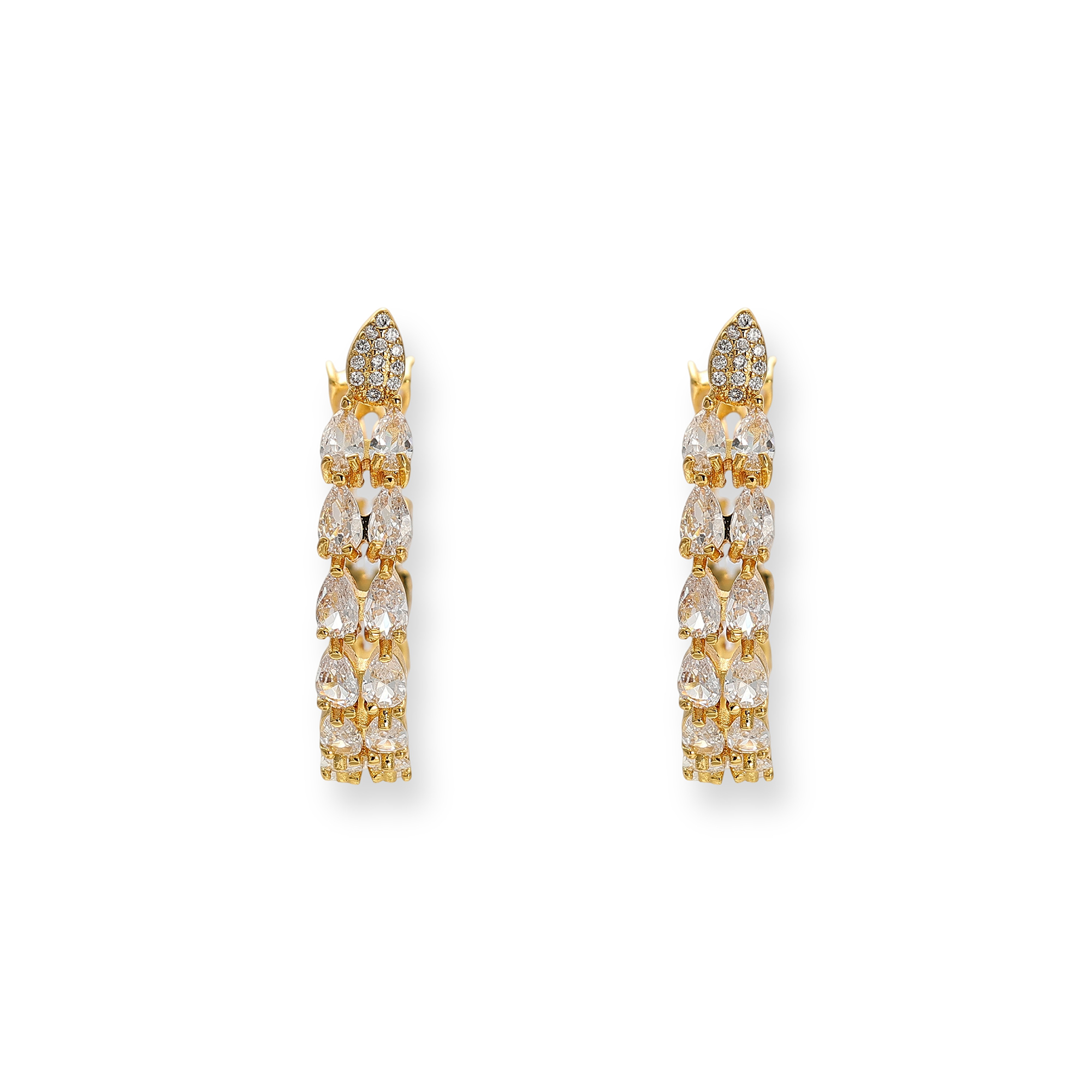 Justina 18K Gold Dual-Row Teardrop Hoop Earrings