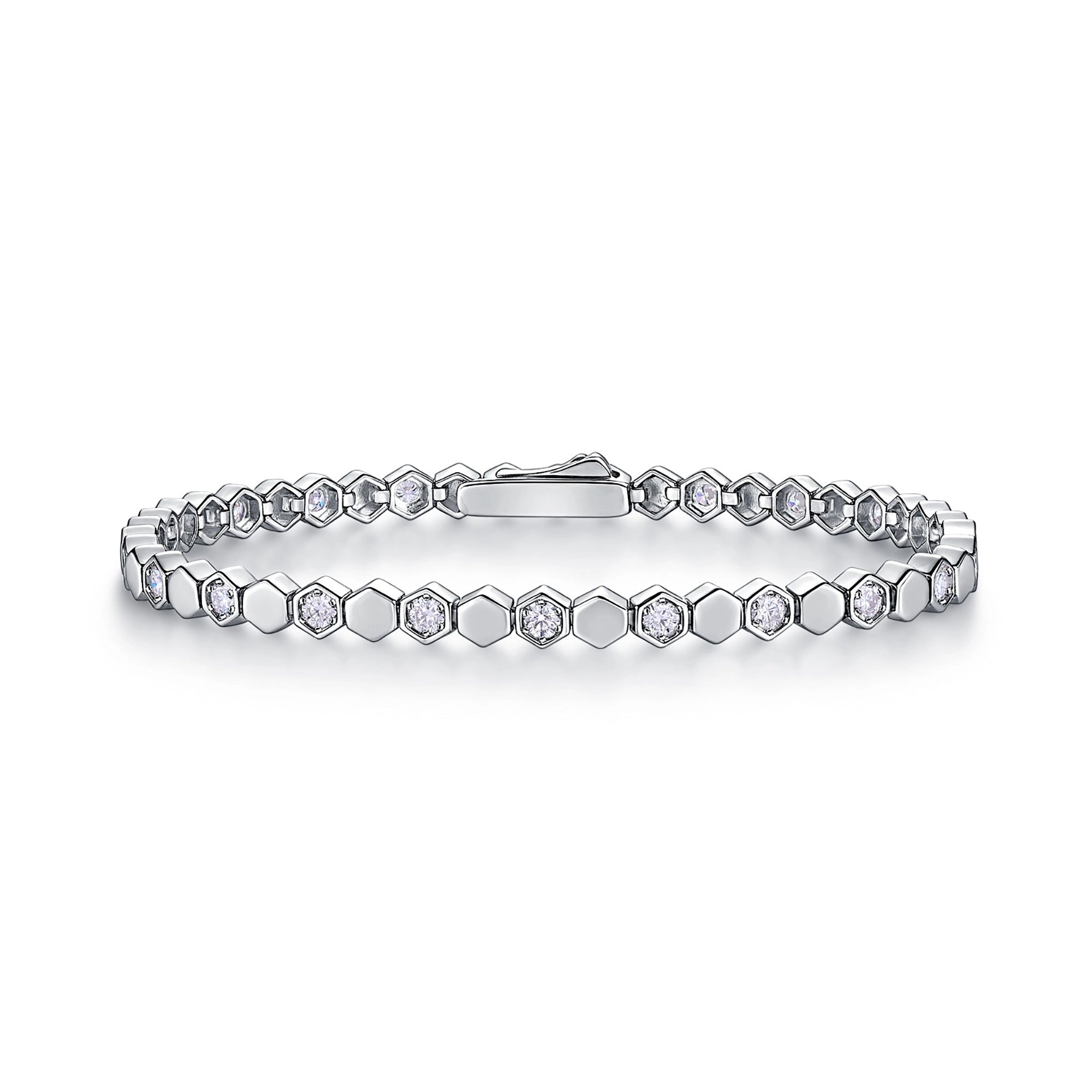 Justina 14K Gold Hexagonal Moissanite Tennis Bracelet