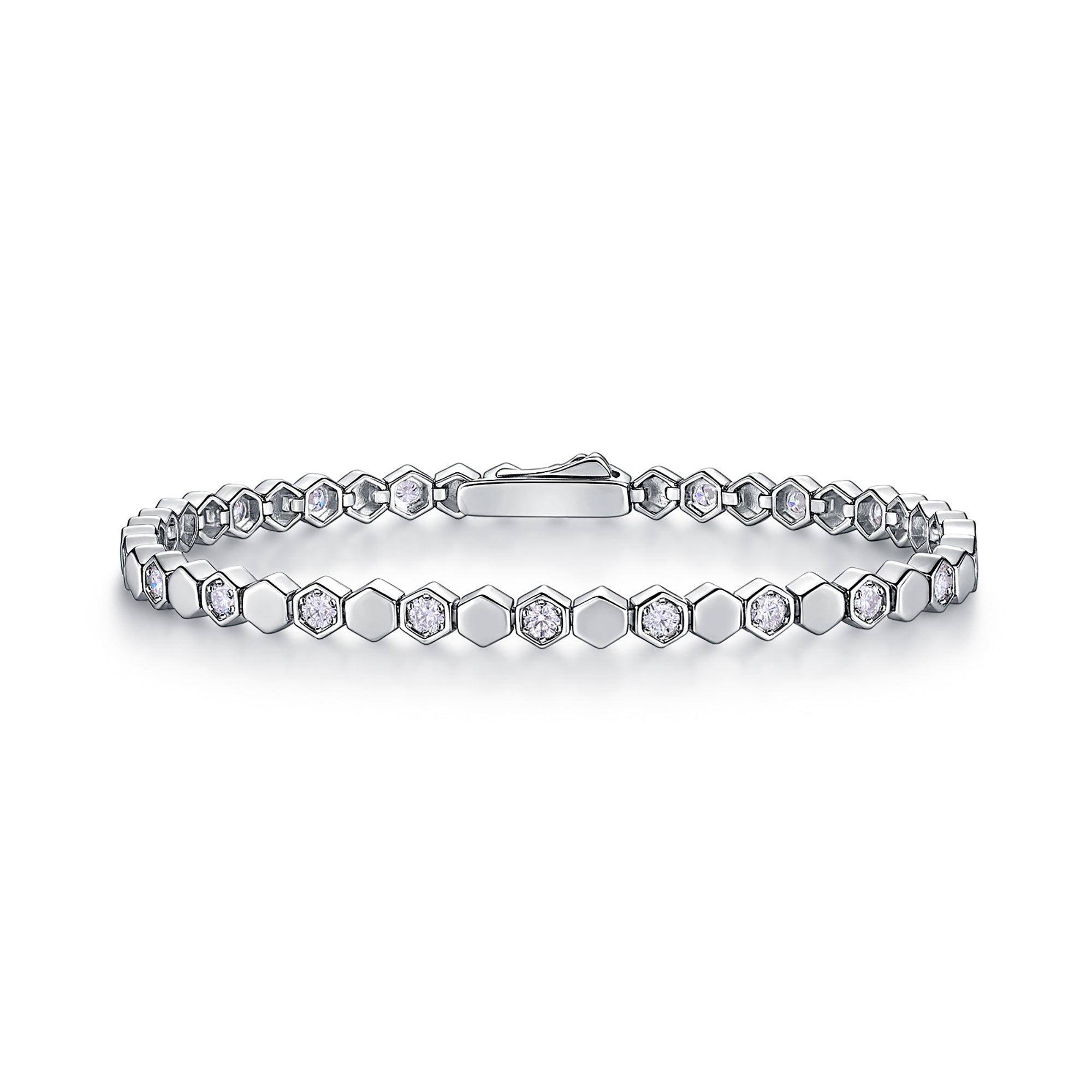 Justina 14K Gold Hexagonal Moissanite Tennis Bracelet