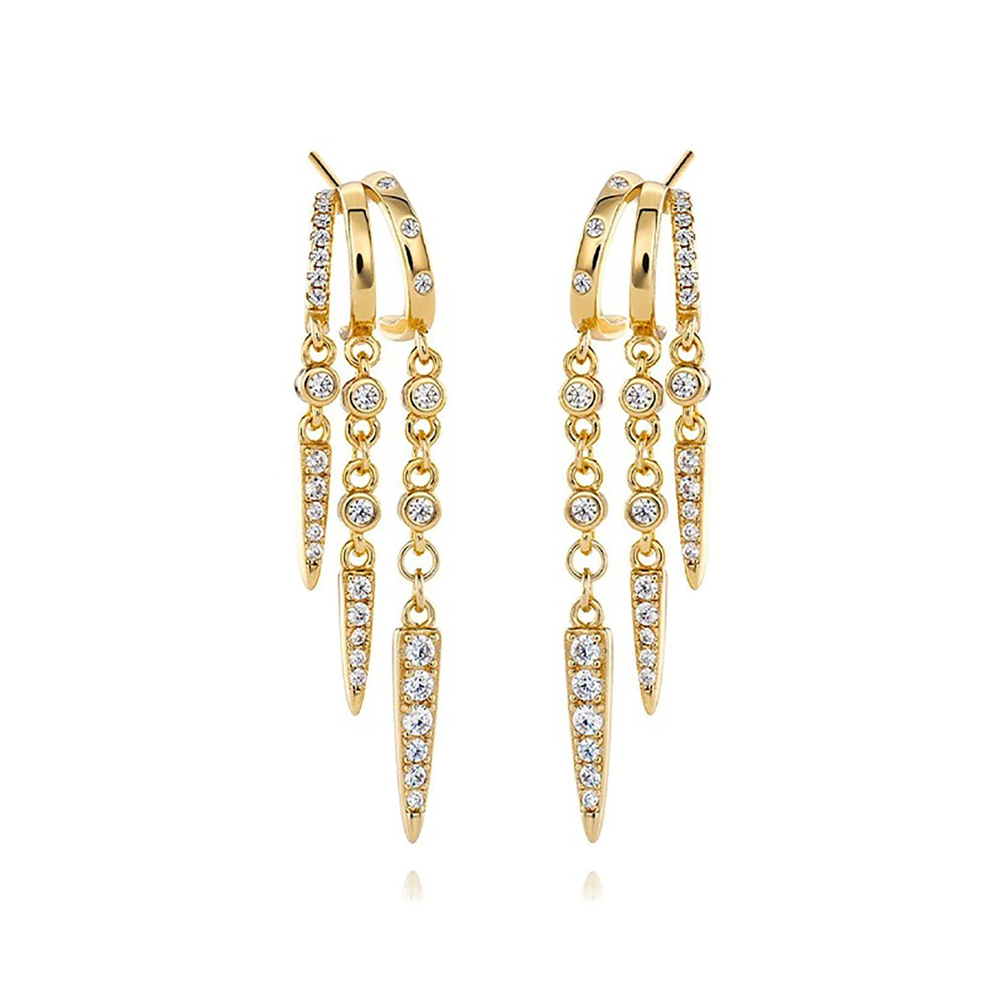 Käthe 18K Gold Triple-Arch Spike Drop Earrings