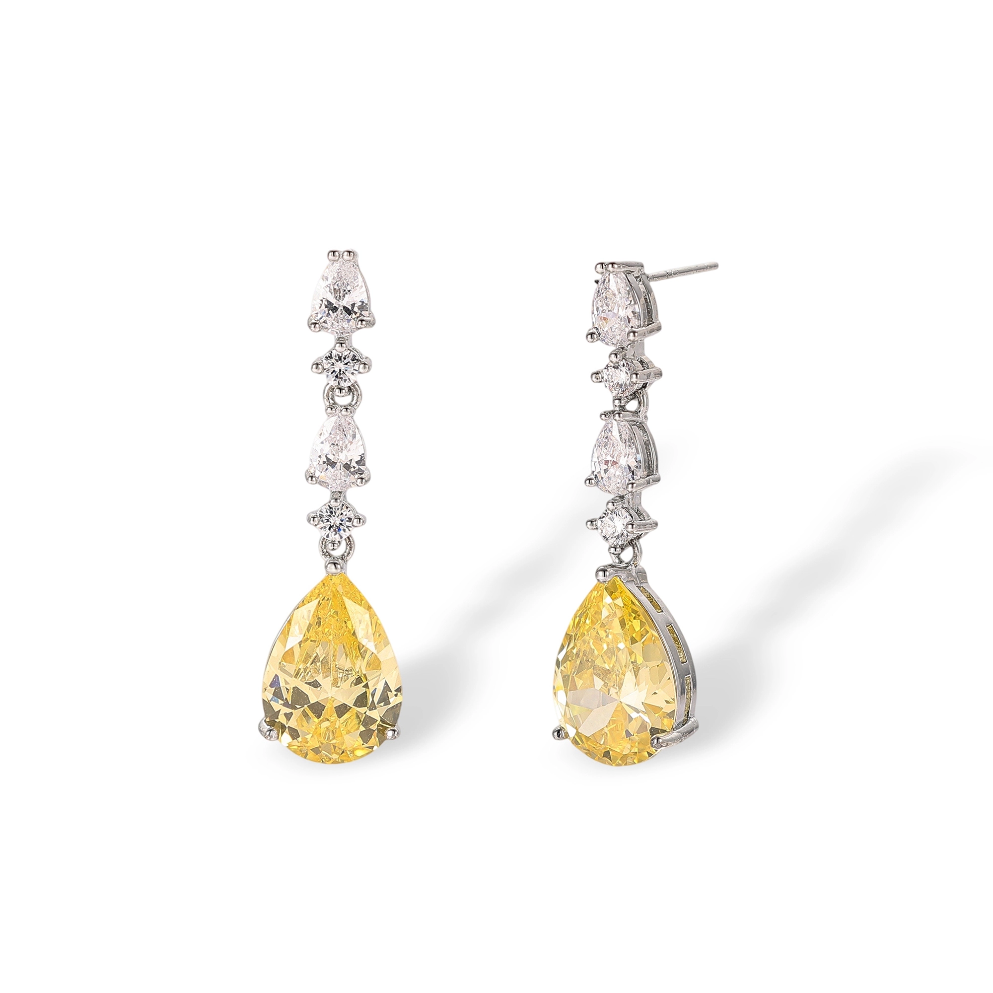 Kallisto Yellow Teardrop Drop Earrings & Necklace Set