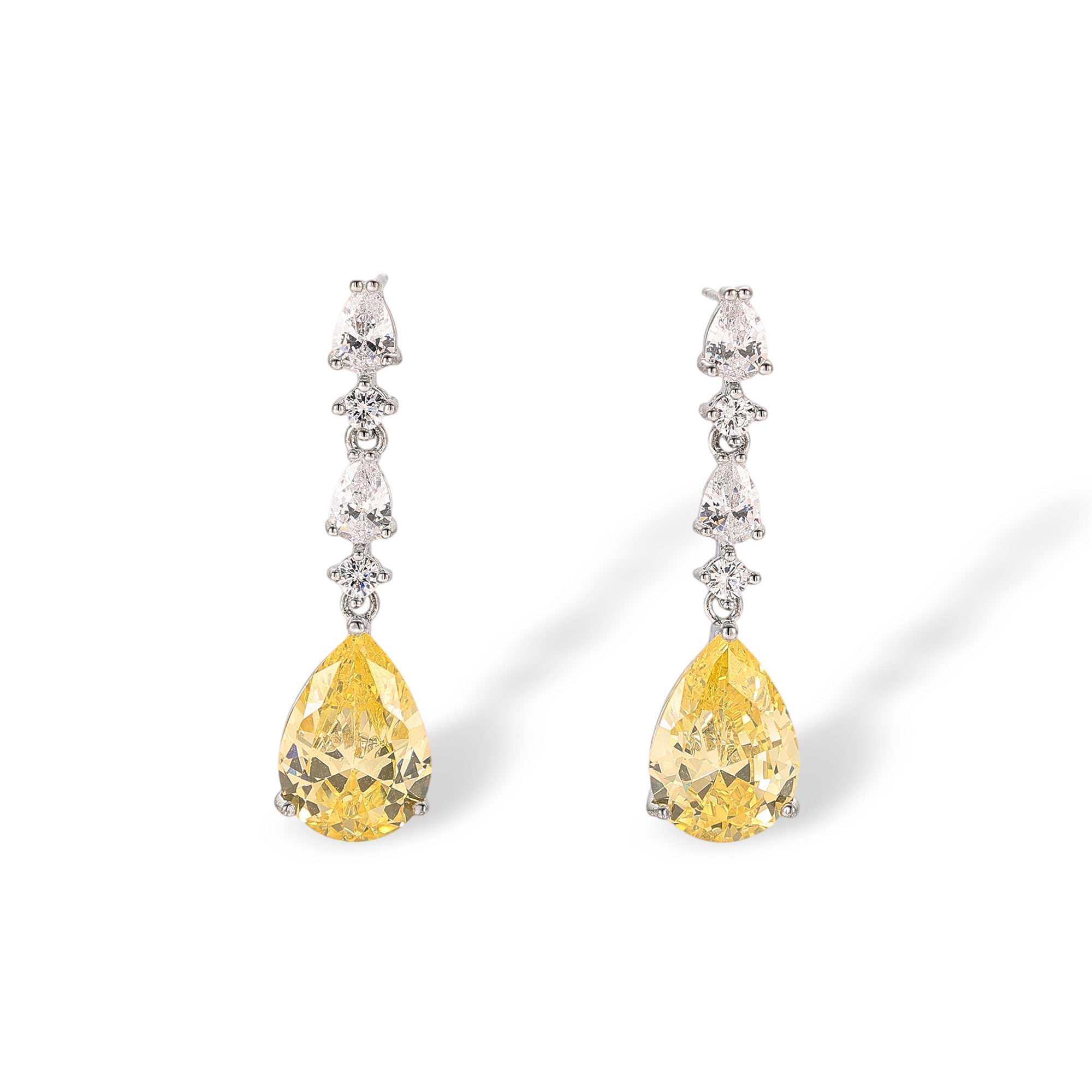 Kallisto Yellow Teardrop Drop Earrings & Necklace Set