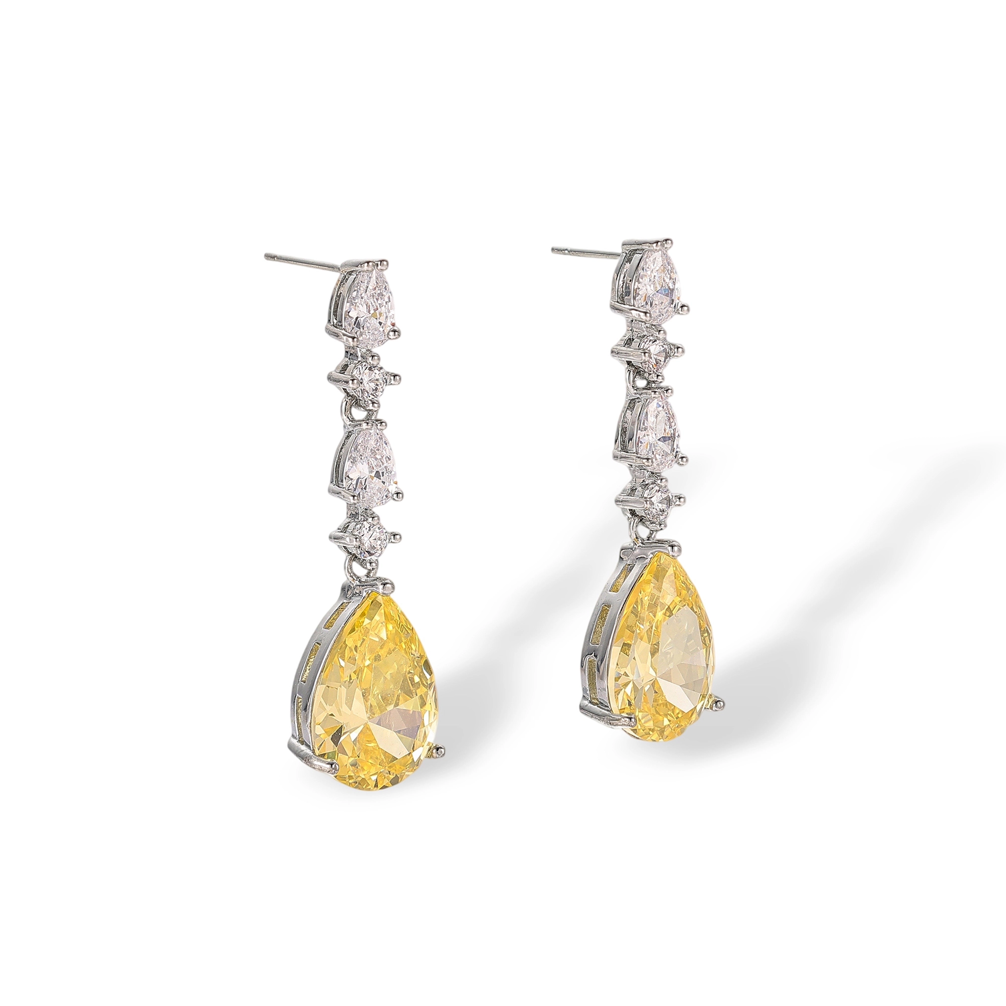 Kallisto Yellow Teardrop Drop Earrings & Necklace Set
