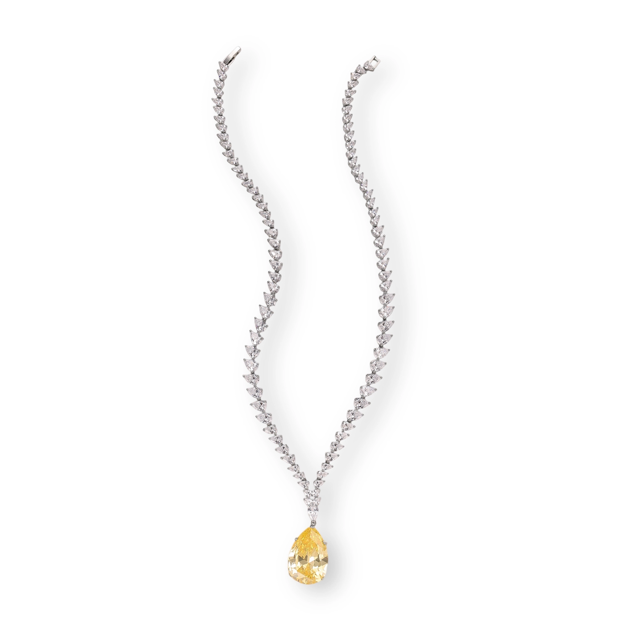 Kallisto Yellow Teardrop Drop Earrings & Necklace Set