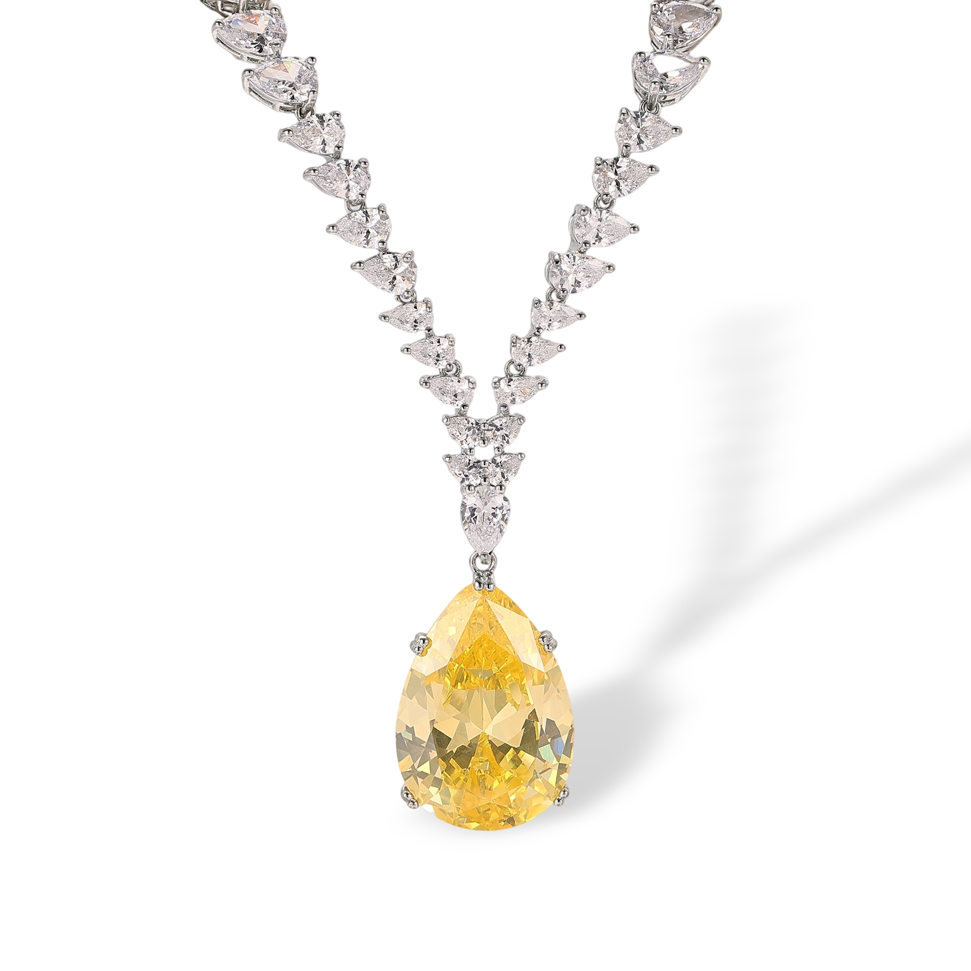 Kallisto Yellow Teardrop Drop Earrings & Necklace Set