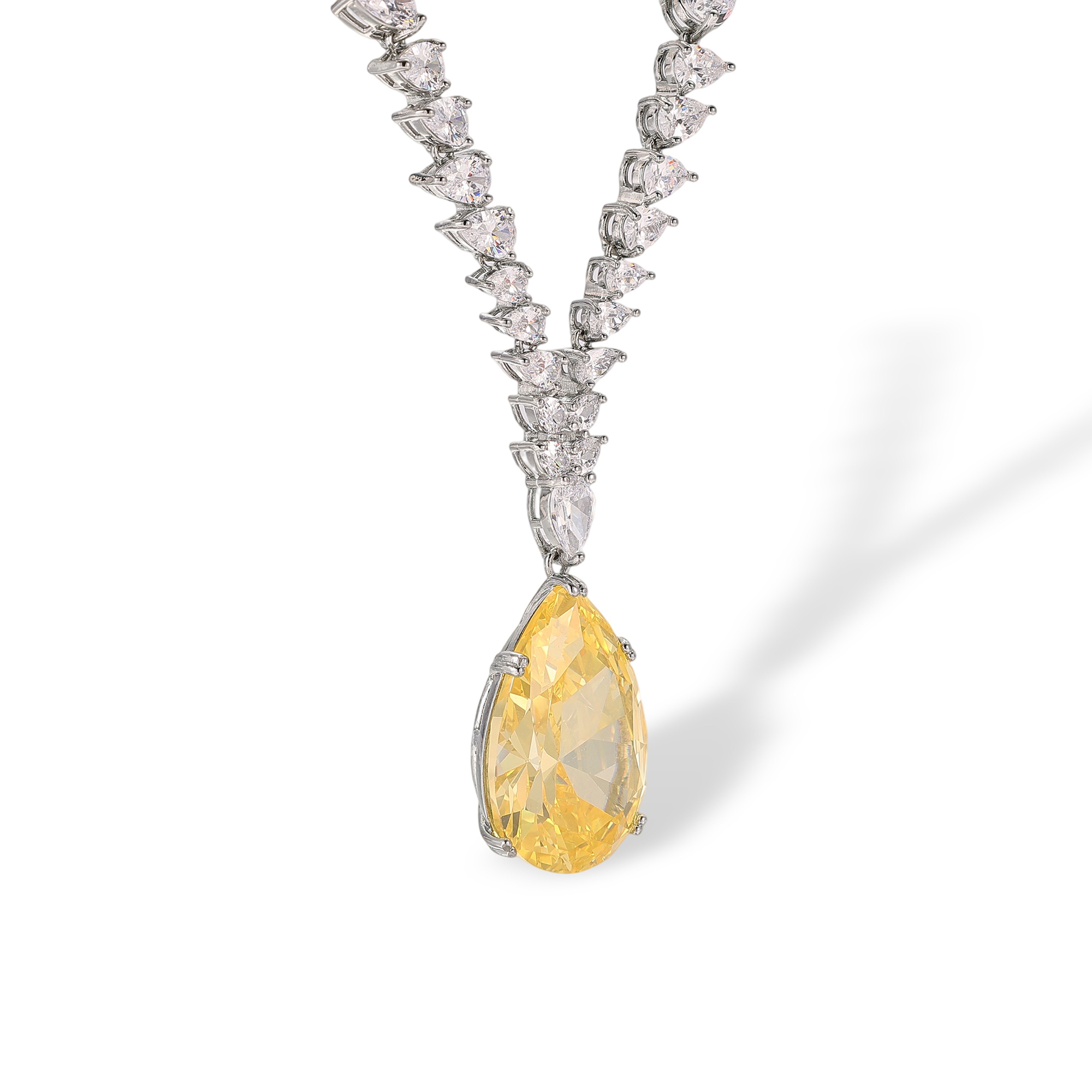 Kallisto Yellow Teardrop Drop Earrings & Necklace Set