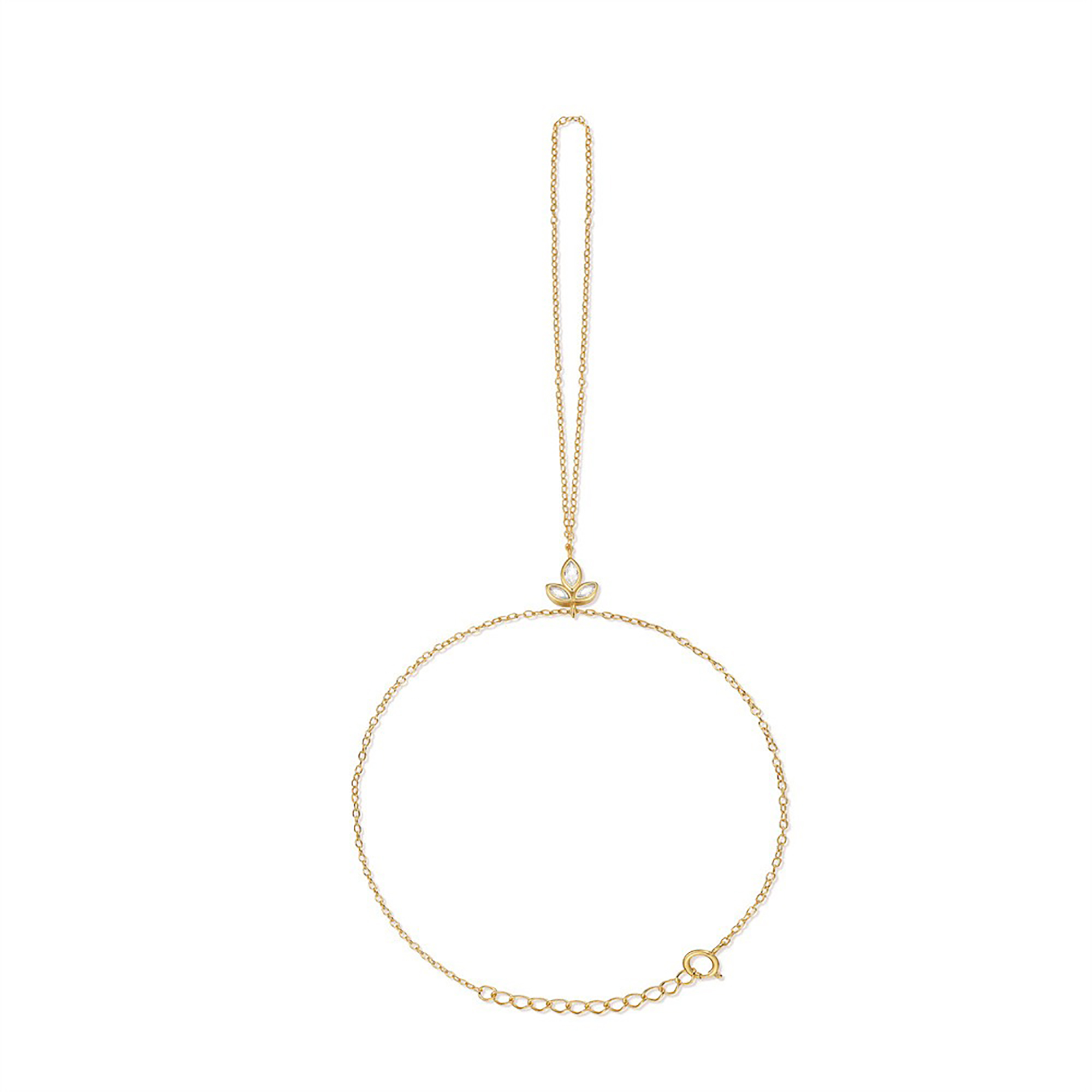 Kornelia 18K Gold Marquise Leaf Link Finger Bracelet