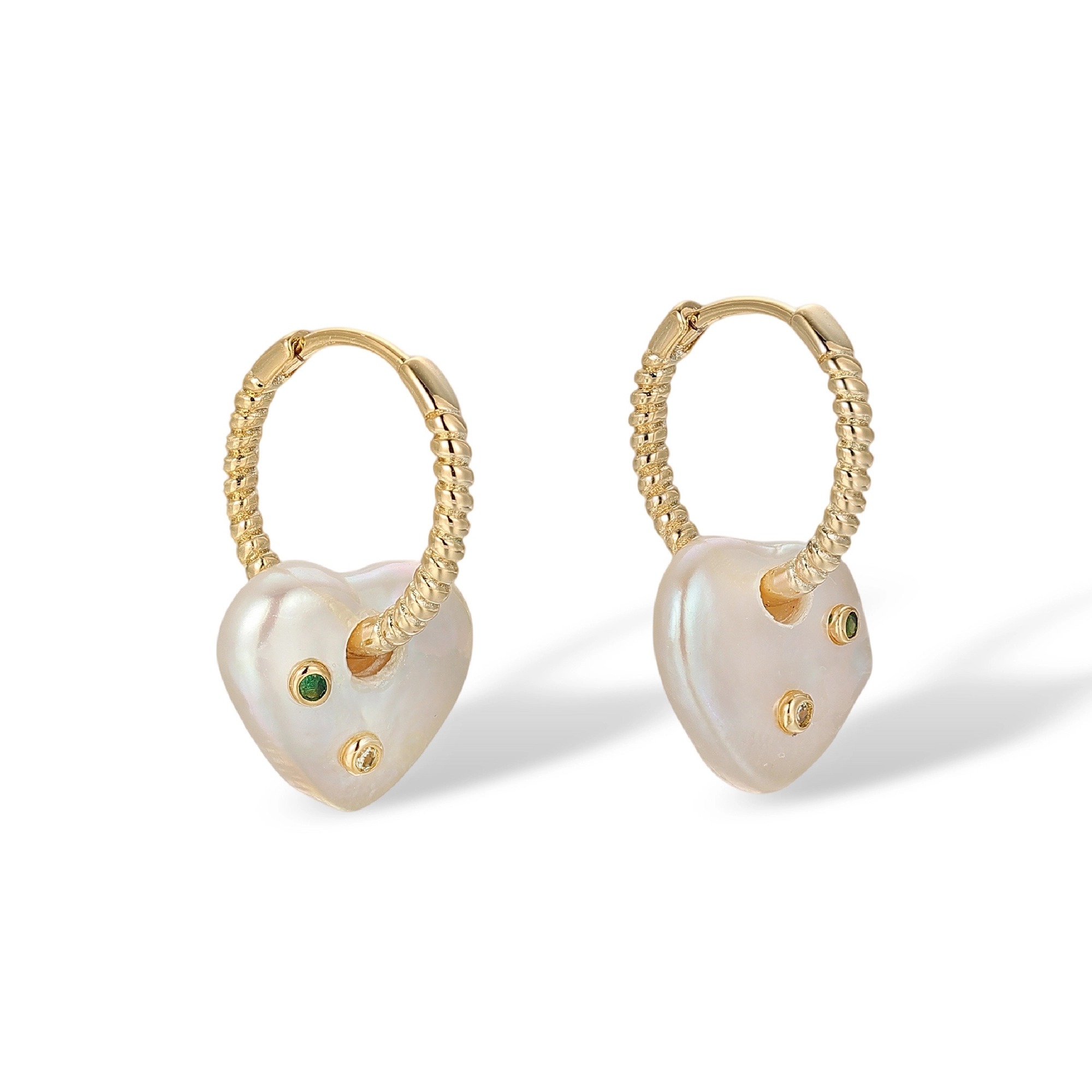 Léonilda White Baroque Pearl Heart Earrings