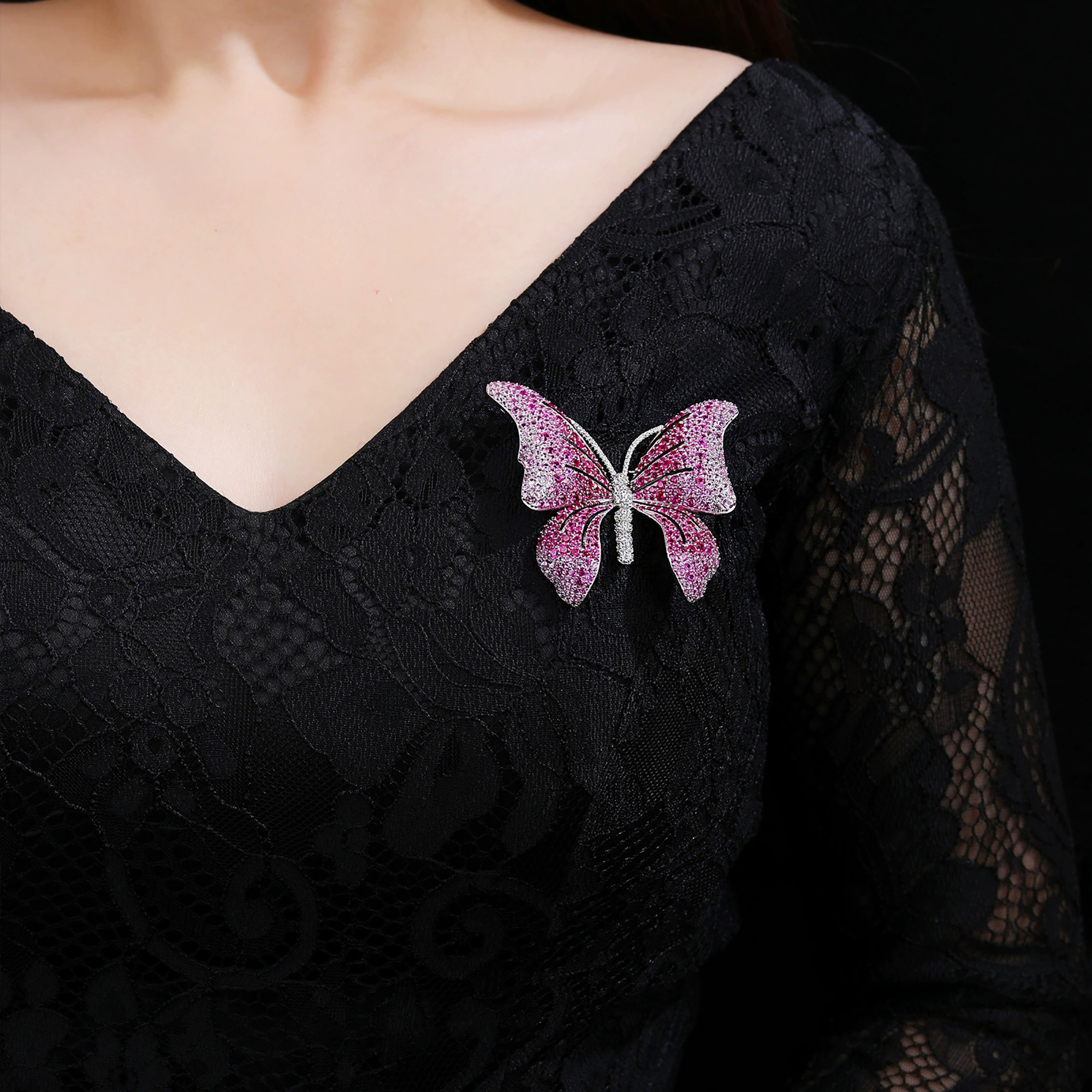 Larentia Pavé Butterfly Brooch