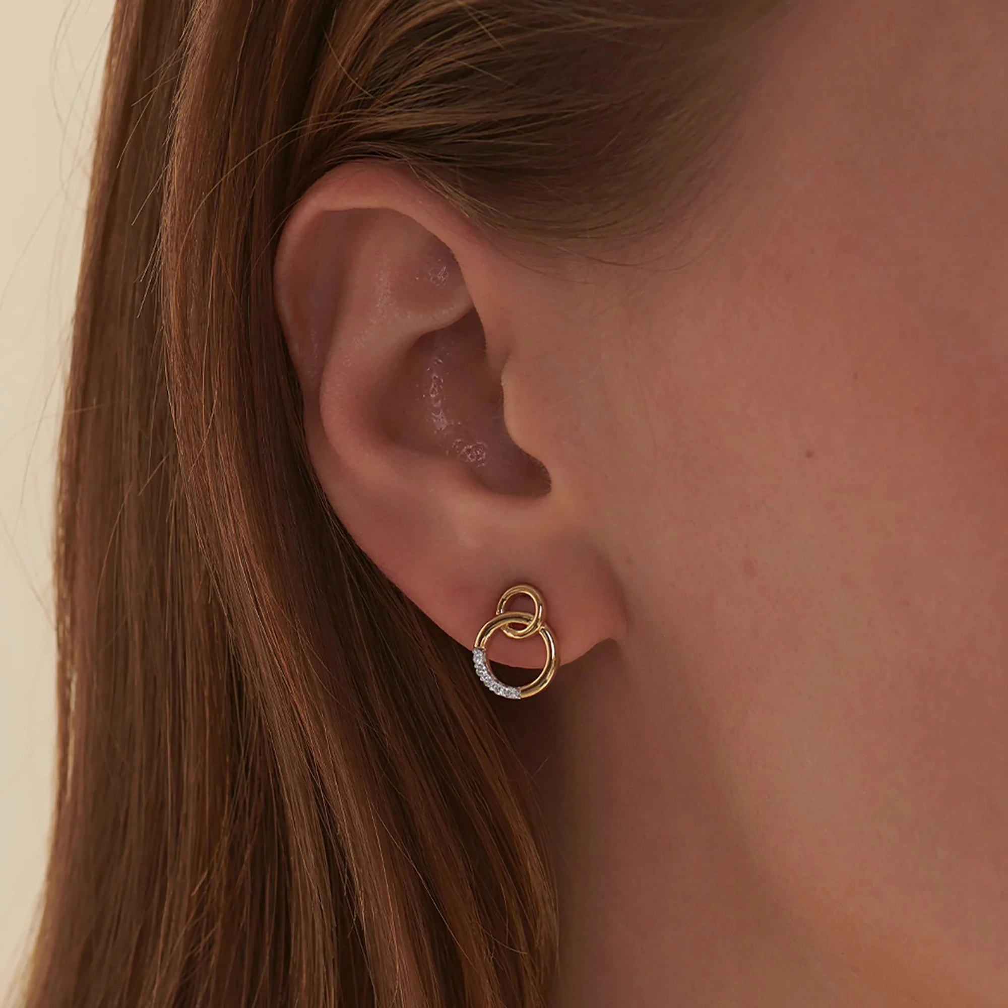 Laurianne 18K Gold Double Circle Drop Earrings