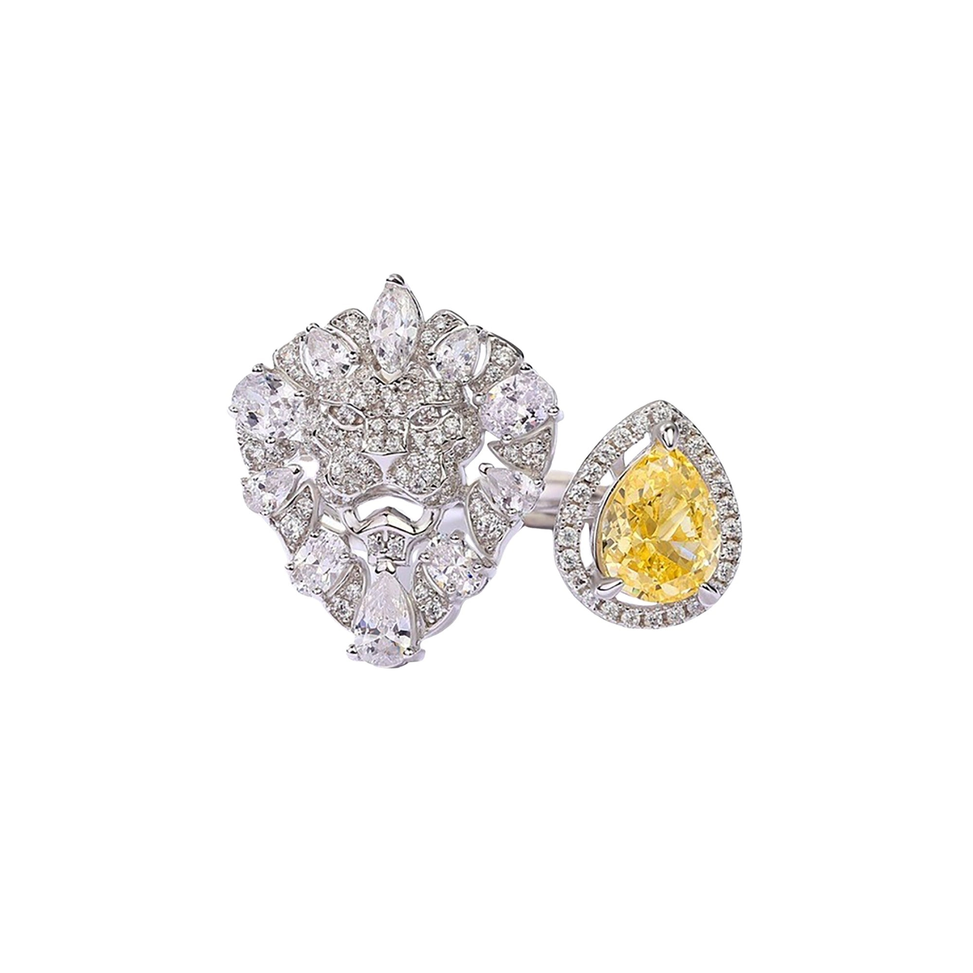 Léticie Yellow Teardrop Open Ring