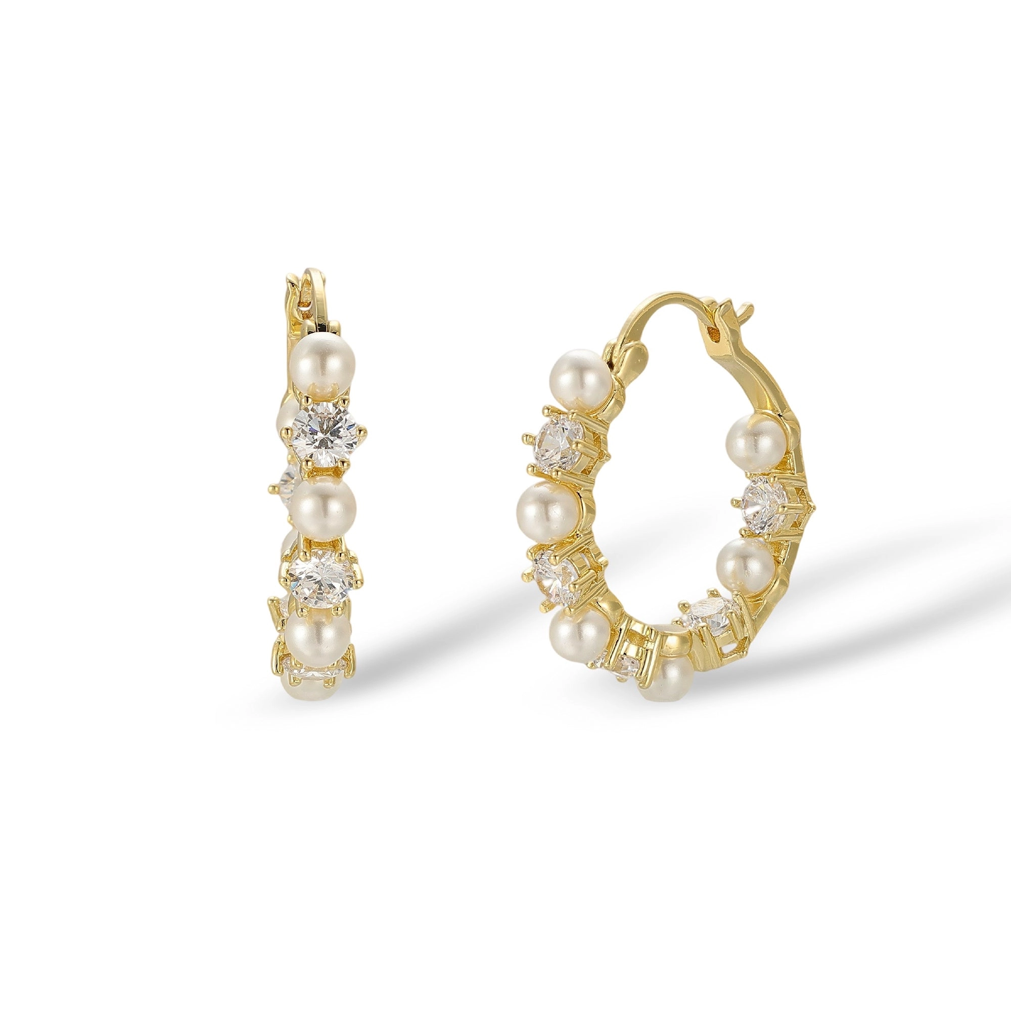 Lilly 14K Gold Pearl Hoop Earrings