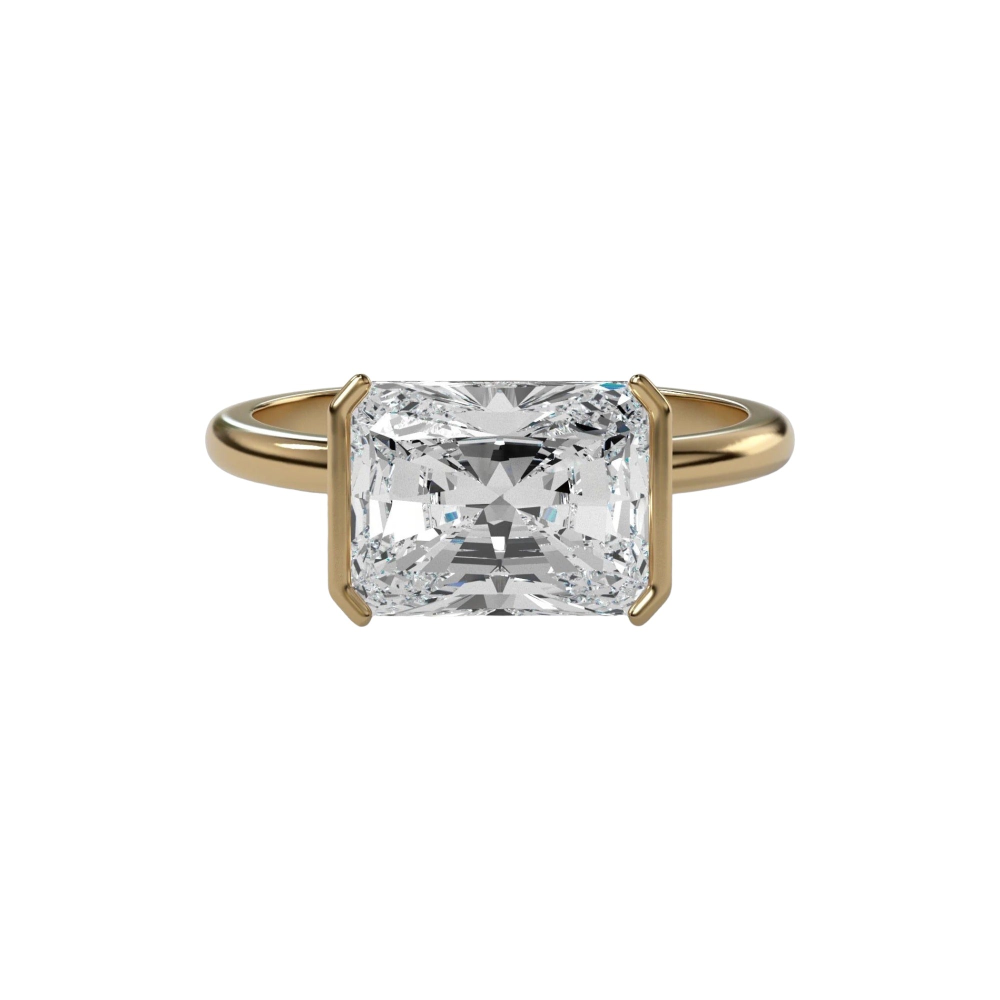 Lilou 14K Gold East West Half Rectangular Ring
