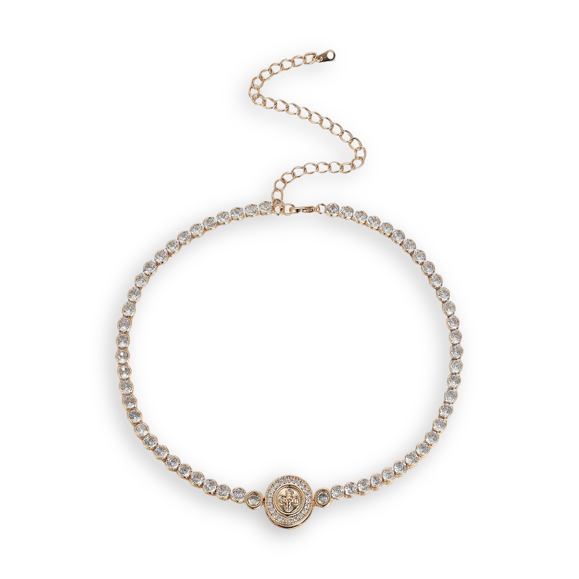 Lisandra 18K Gold Round Floral Choker Necklace