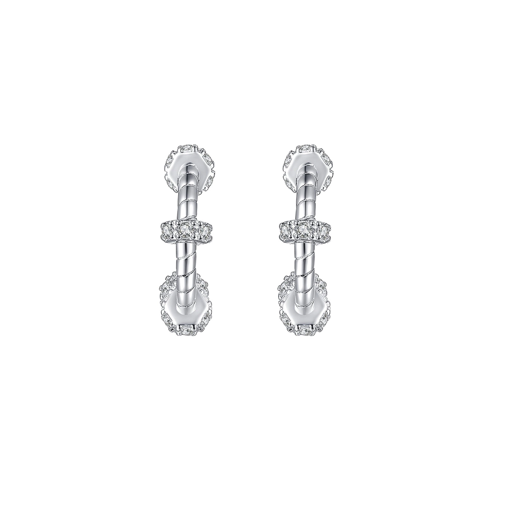 Lizéa White Twisted C Earrings