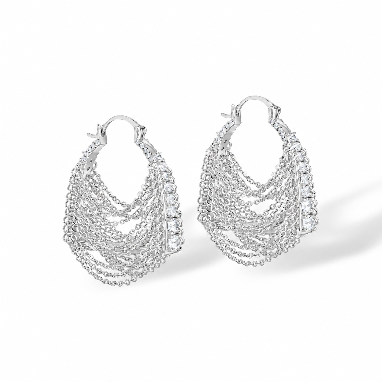 Lorena 18K Gold Layered Chain Hoop Earrings