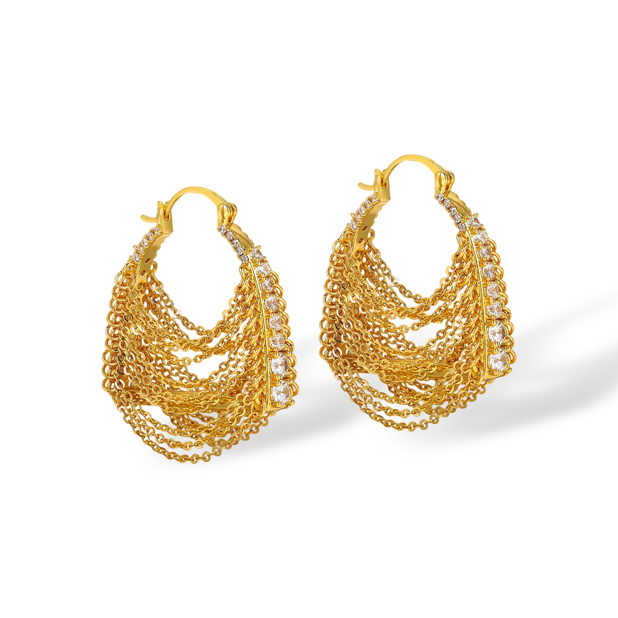 Lorena 18K Gold Layered Chain Hoop Earrings