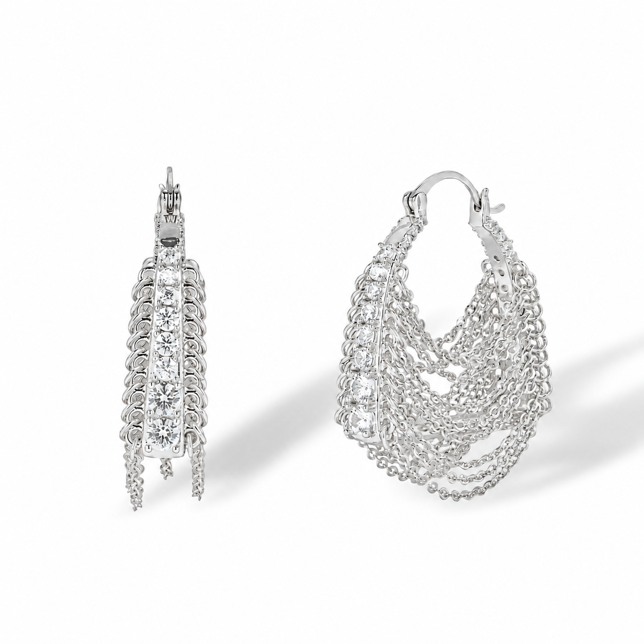 Lorena 18K Gold Layered Chain Hoop Earrings