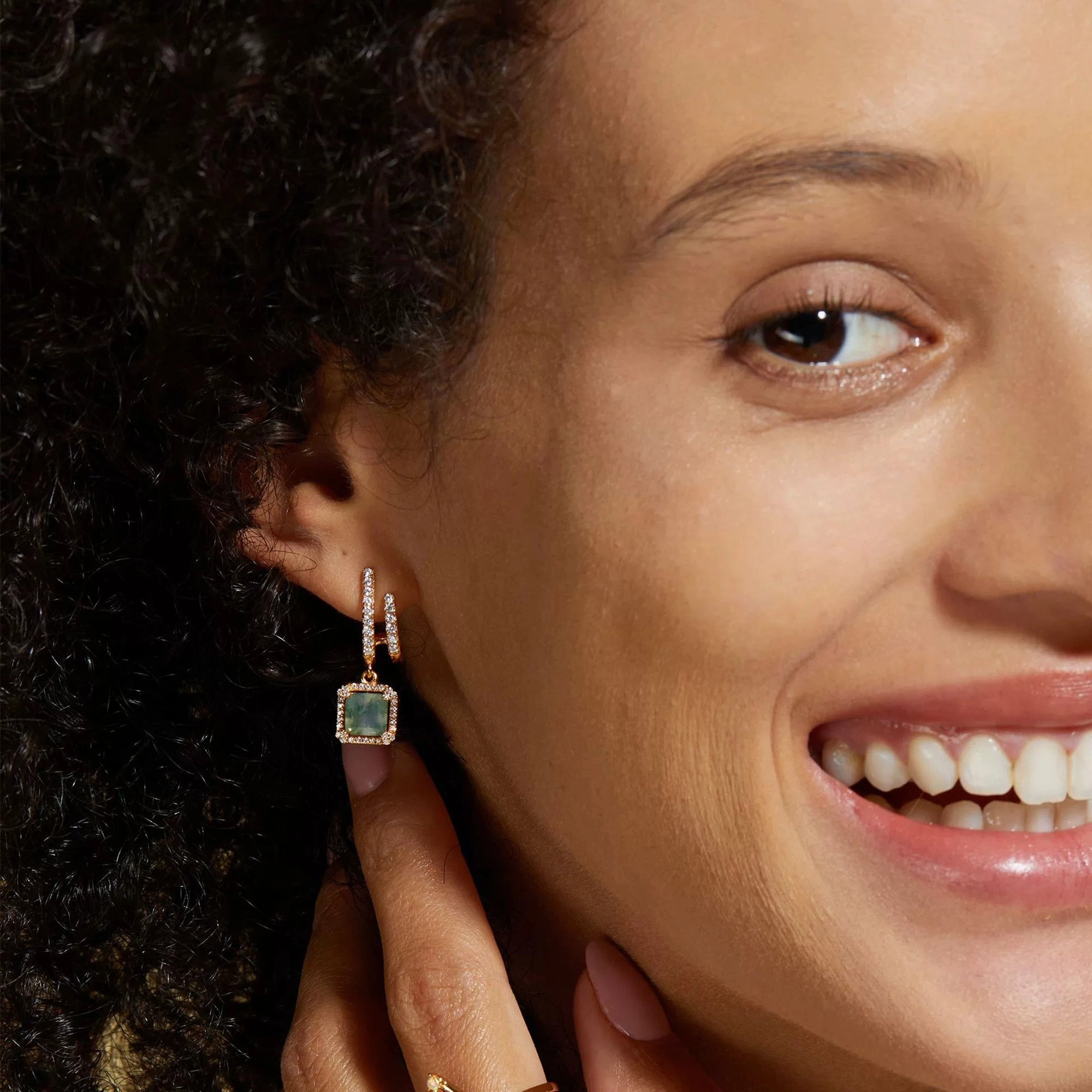 Loris Square Moss Earrings