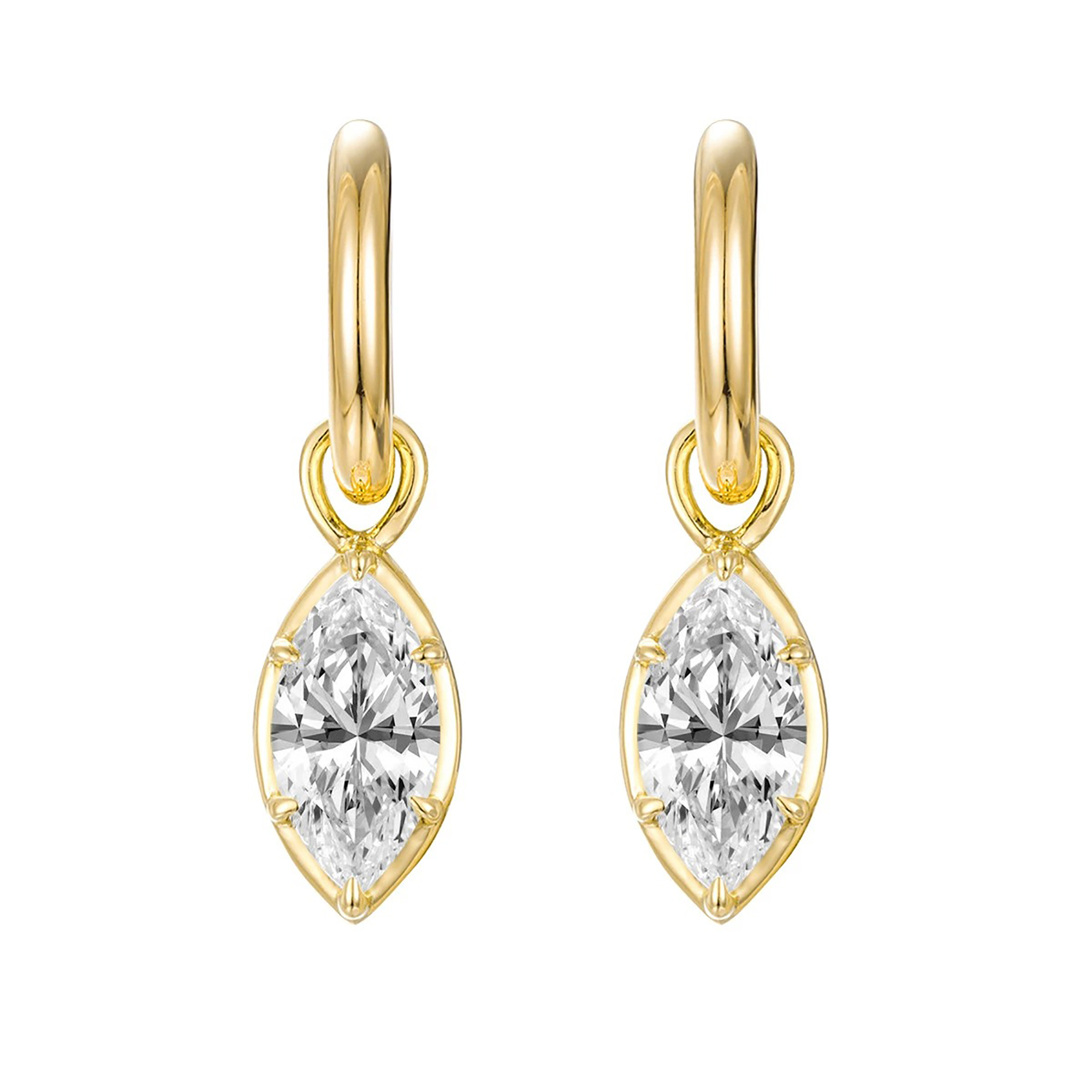 Ludovica 18K Gold Marquise Moissanite Drop Earrings 