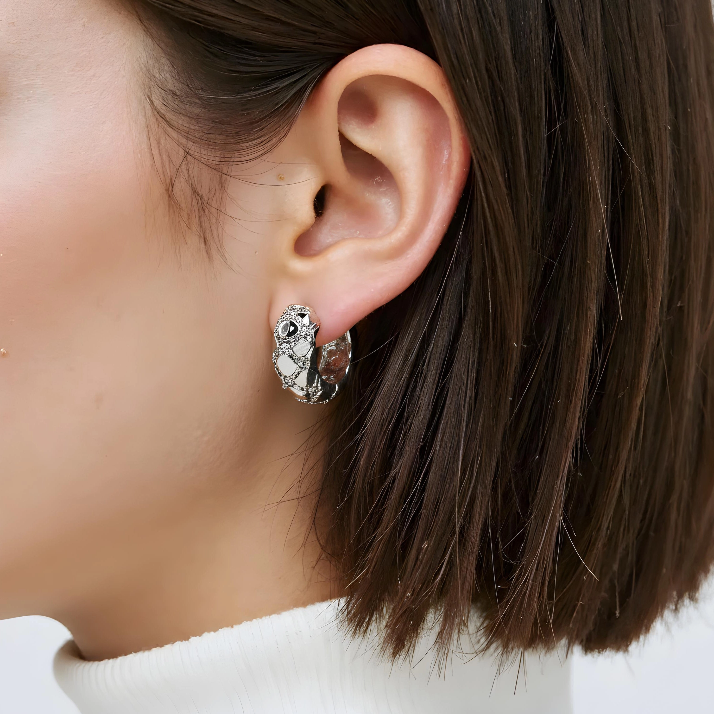Lysianne Checkered Hoop Earrings