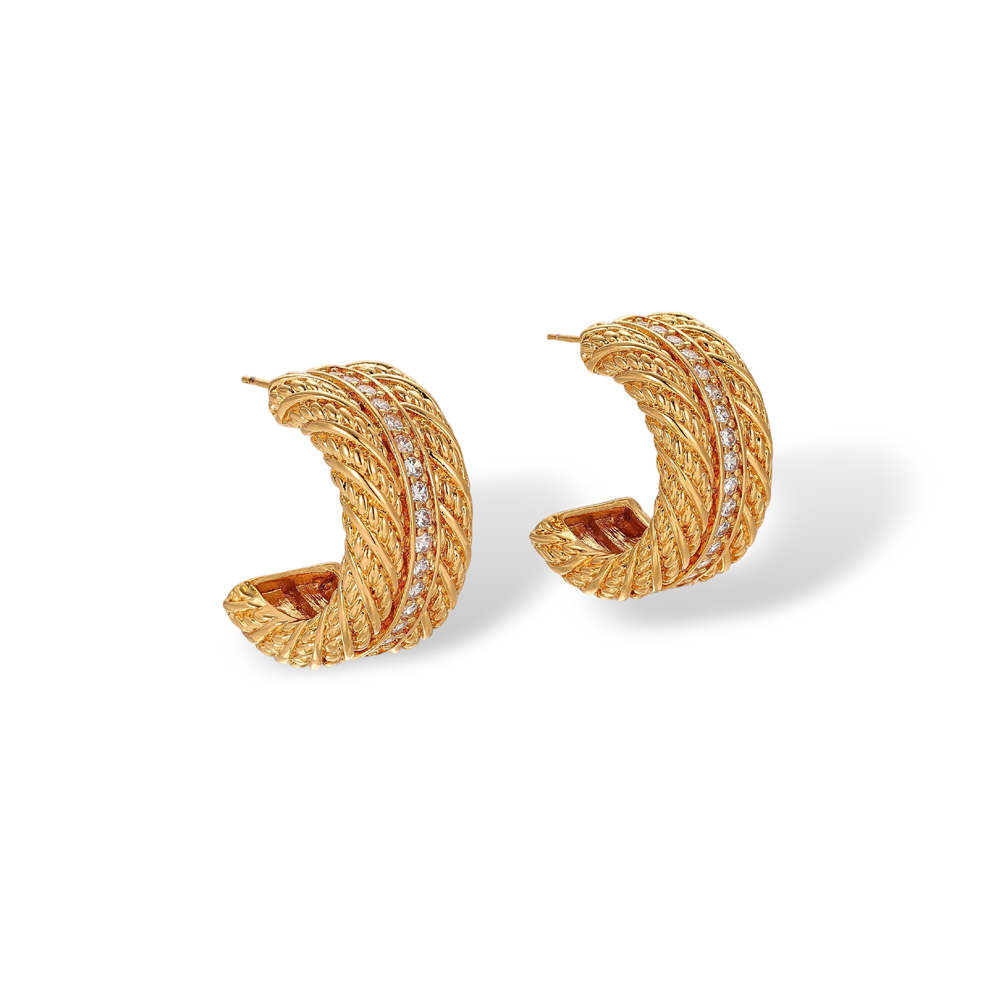 Maïté 18K Gold Twisted Cable C Shaped Earrings