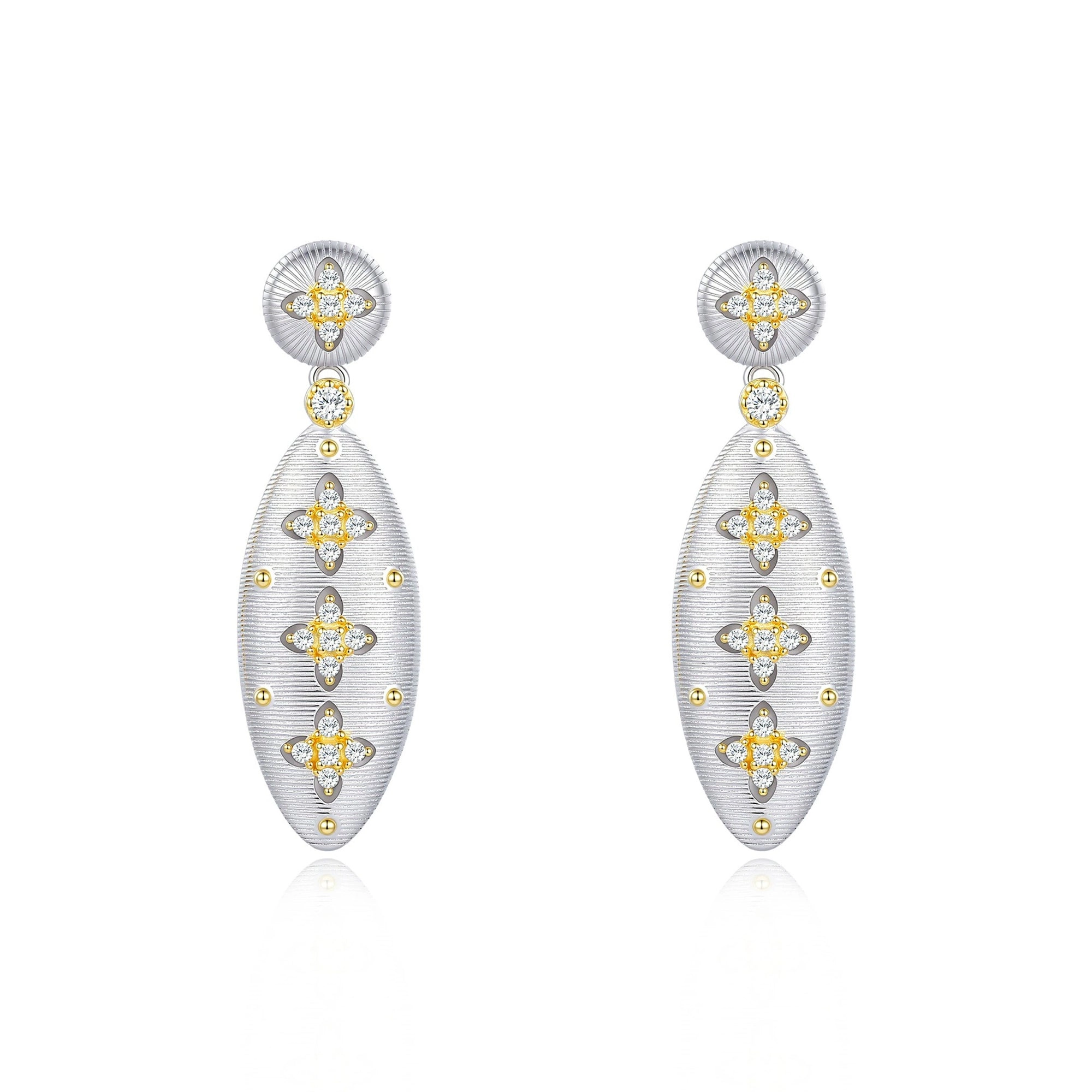 Magdalene Silver Trèfle Moissanite Drop Earrings