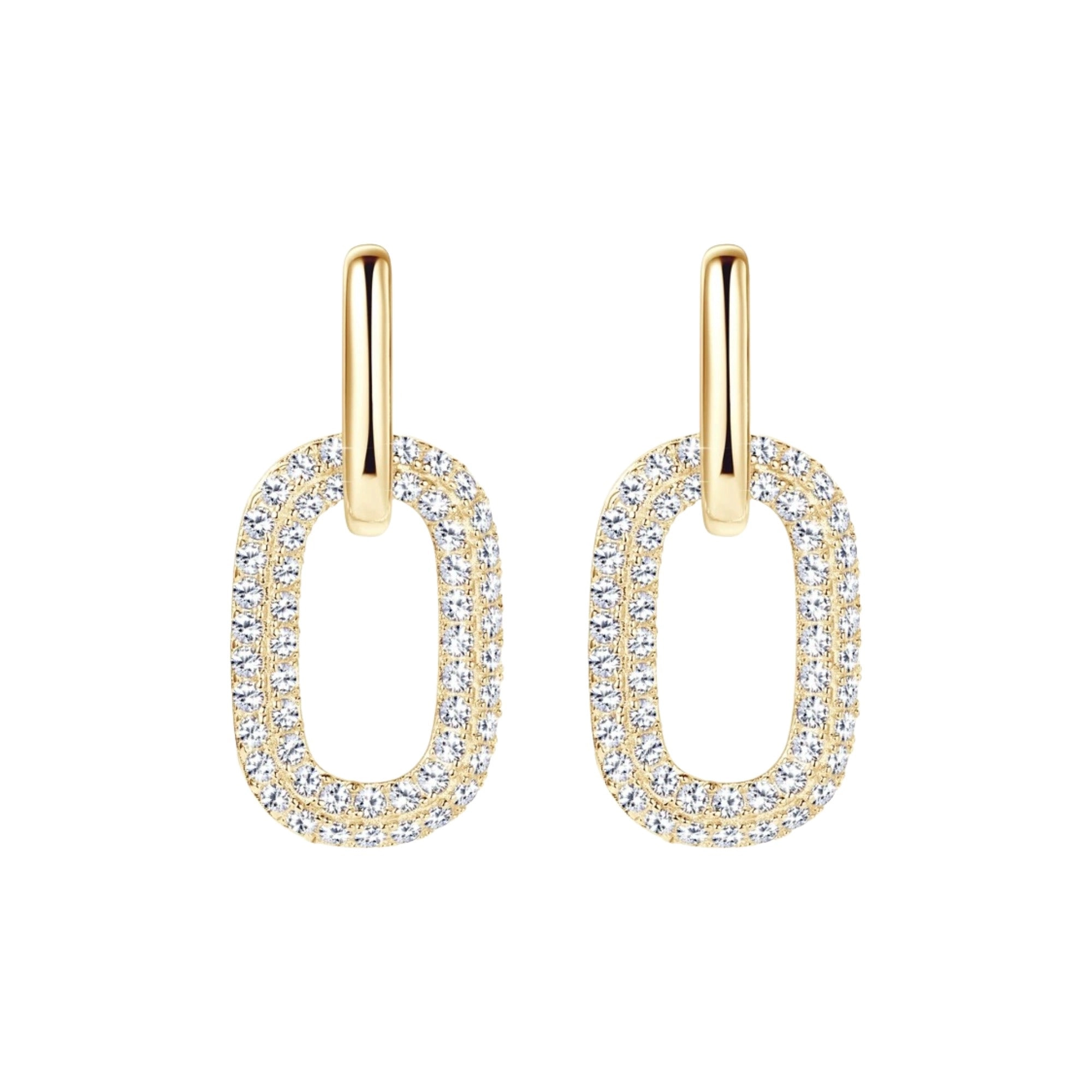 Maglind 14K Gold Double Link Moissanite Earrings